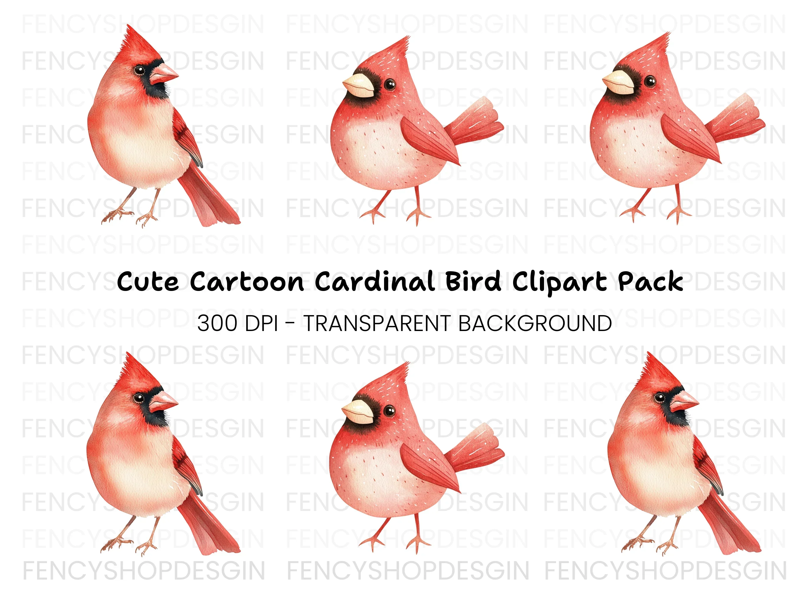 Cardinal Bird Clipart Bundle