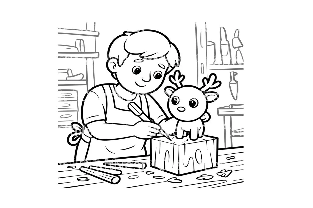 Carving Reindeer Christmas Coloring Books - Image 2
