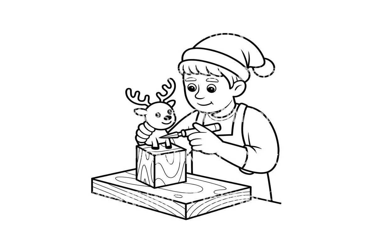 Carving Reindeer Christmas Coloring Books - Image 4