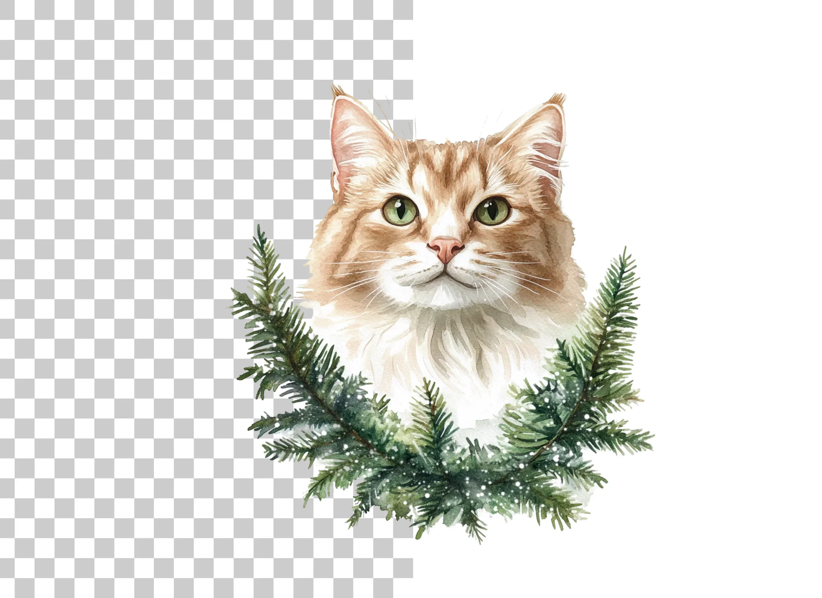 Cat Christmas Wreath Clipart Bundle - Image 2