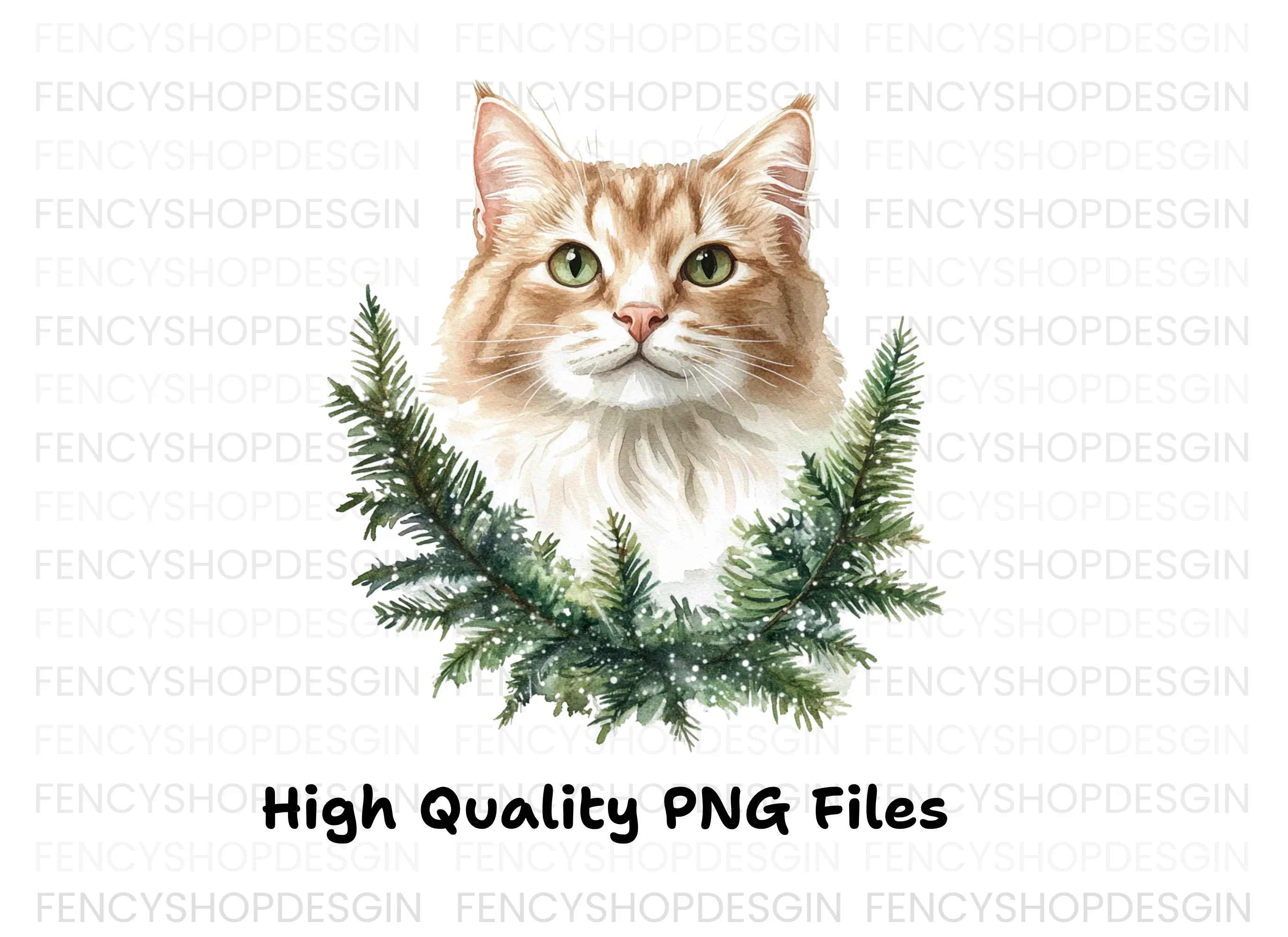 Cat Christmas Wreath Clipart Bundle - Image 3