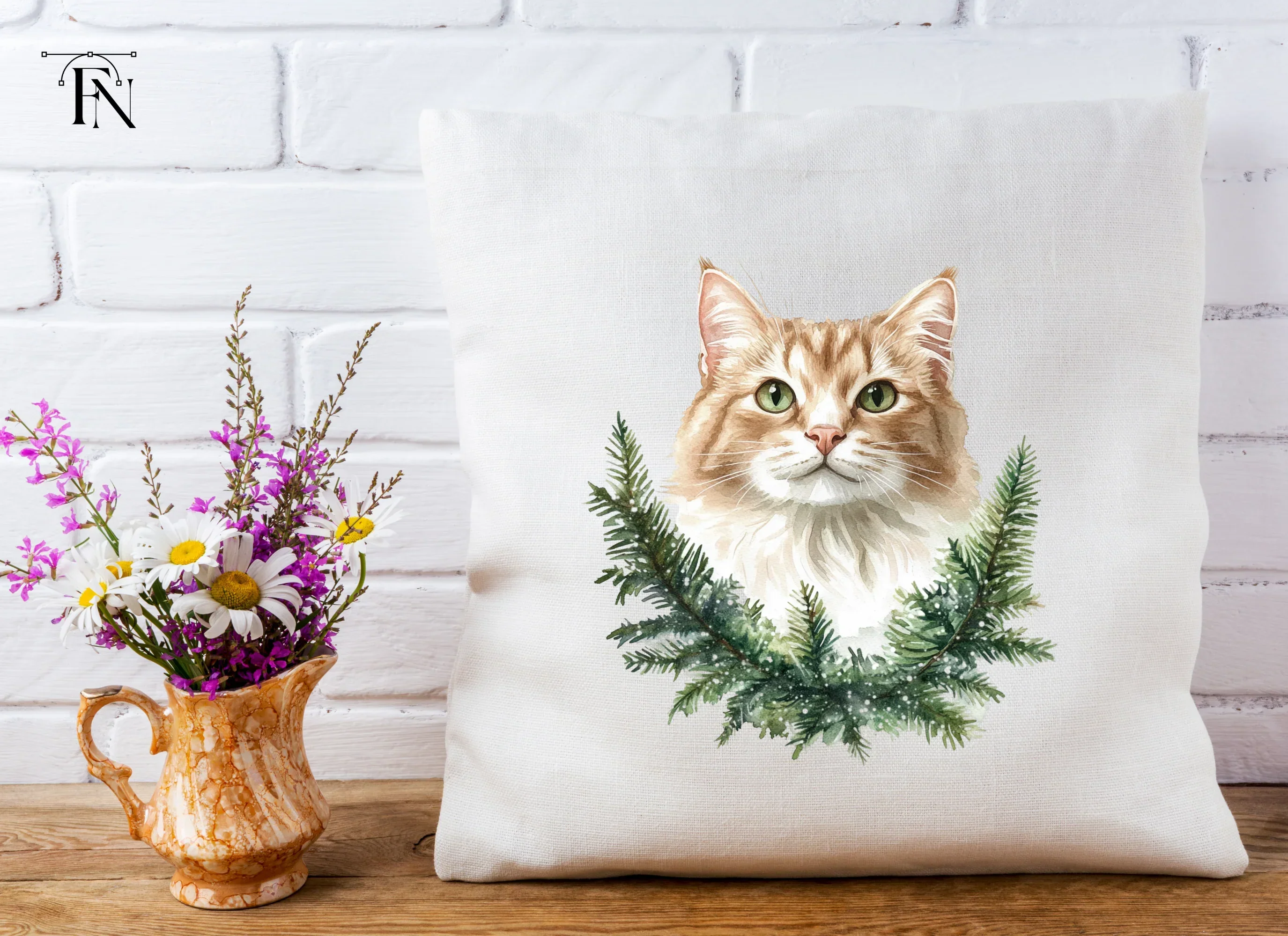 Cat Christmas Wreath Clipart Bundle - Image 5