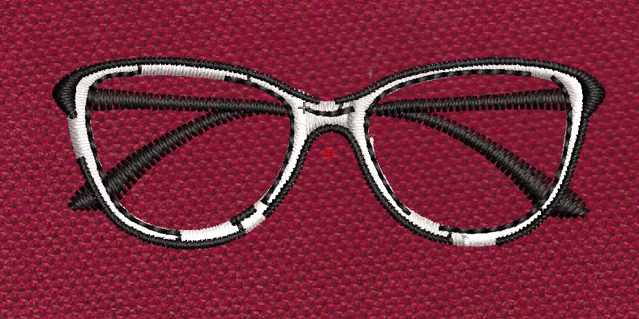 Cat Eye Glasses Retro Frame Embroidery Design