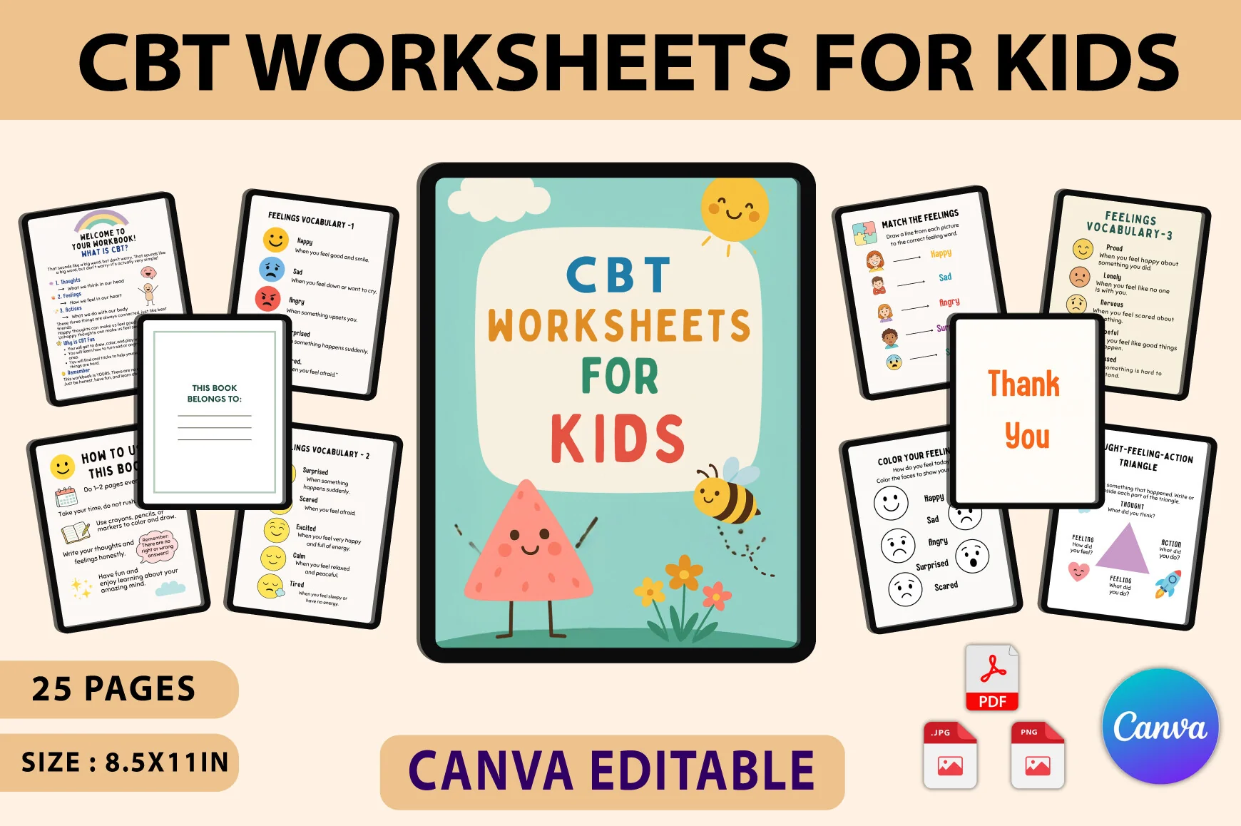 CBT Worksheets for Kids Planner