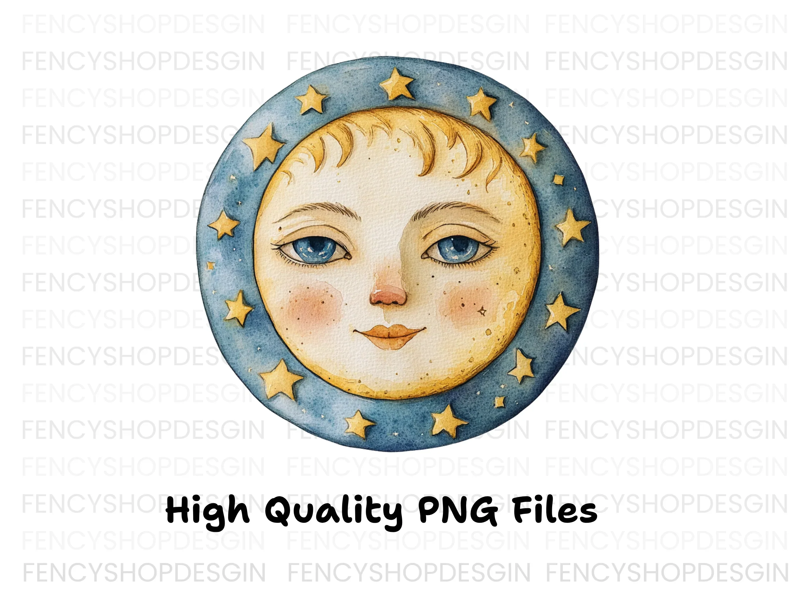 Celestial Moon and Sun Faces Clipart Bundle - Image 2