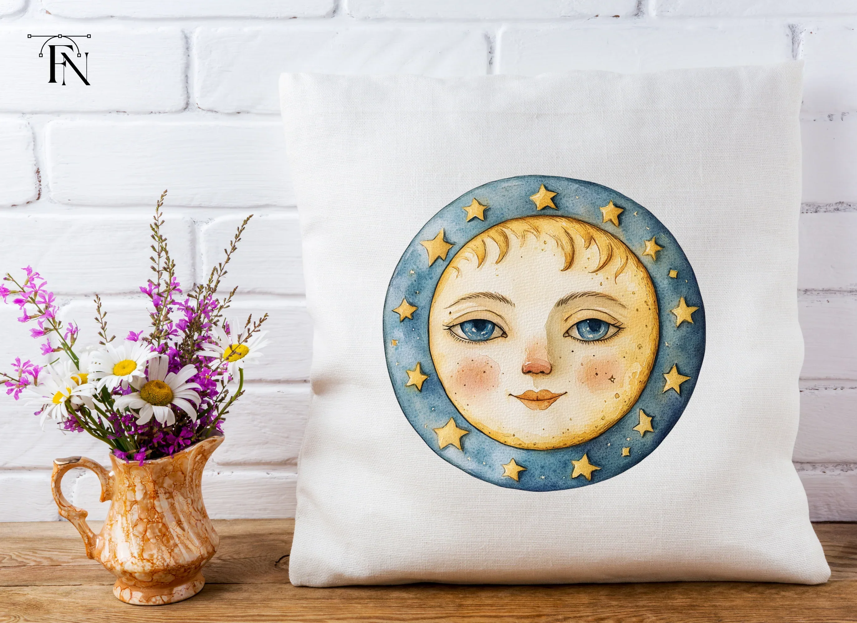 Celestial Moon and Sun Faces Clipart Bundle - Image 3