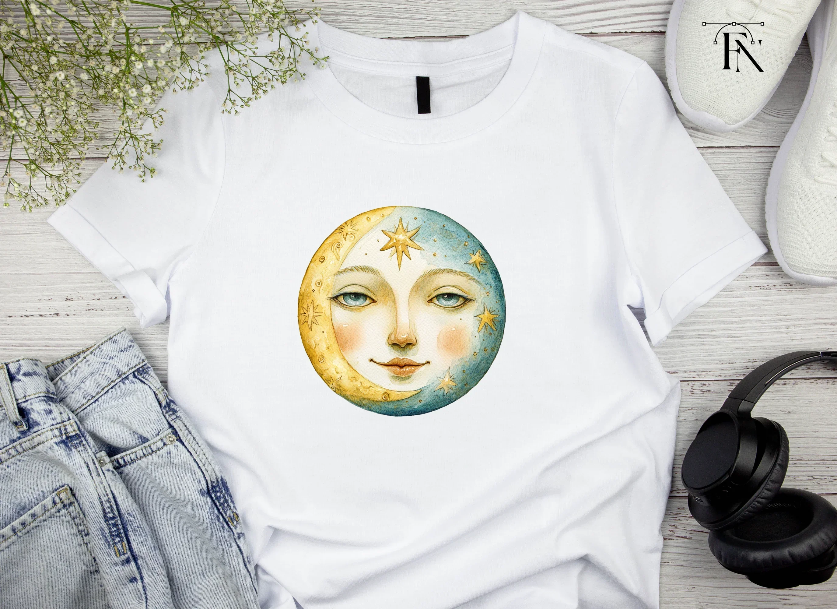 Celestial Moon and Sun Faces Clipart Bundle - Image 5