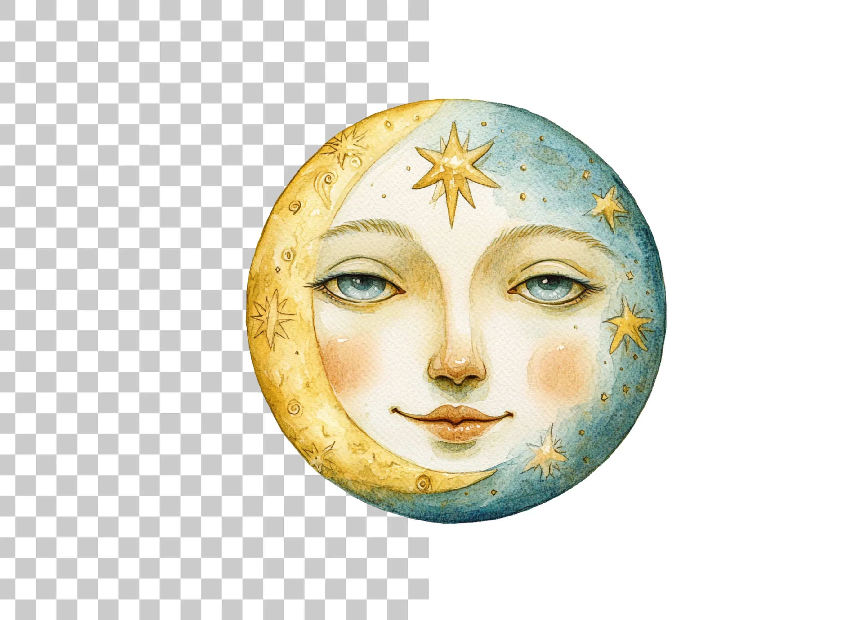 Celestial Moon and Sun Faces Clipart Bundle - Image 6