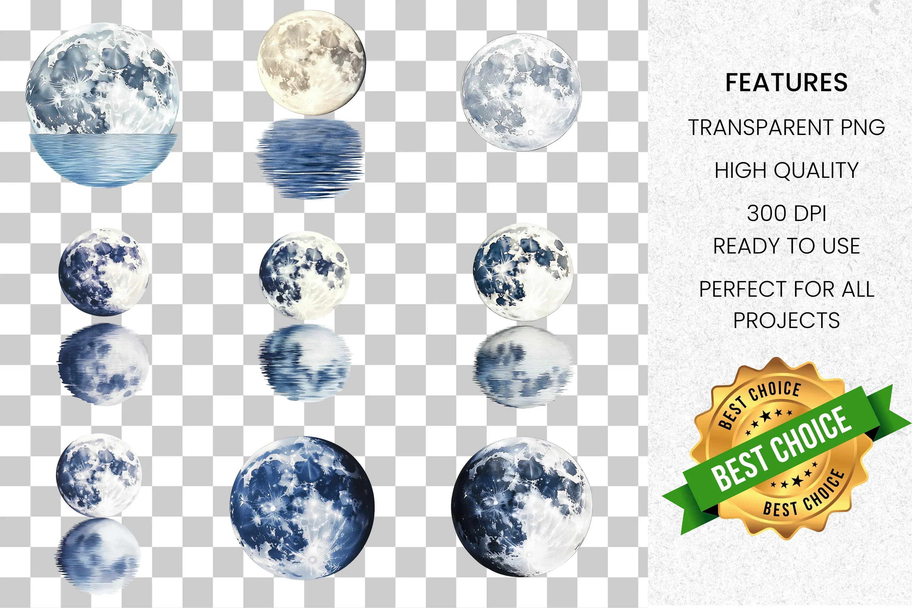 Celestial Moon Clipart Bundle - Image 2