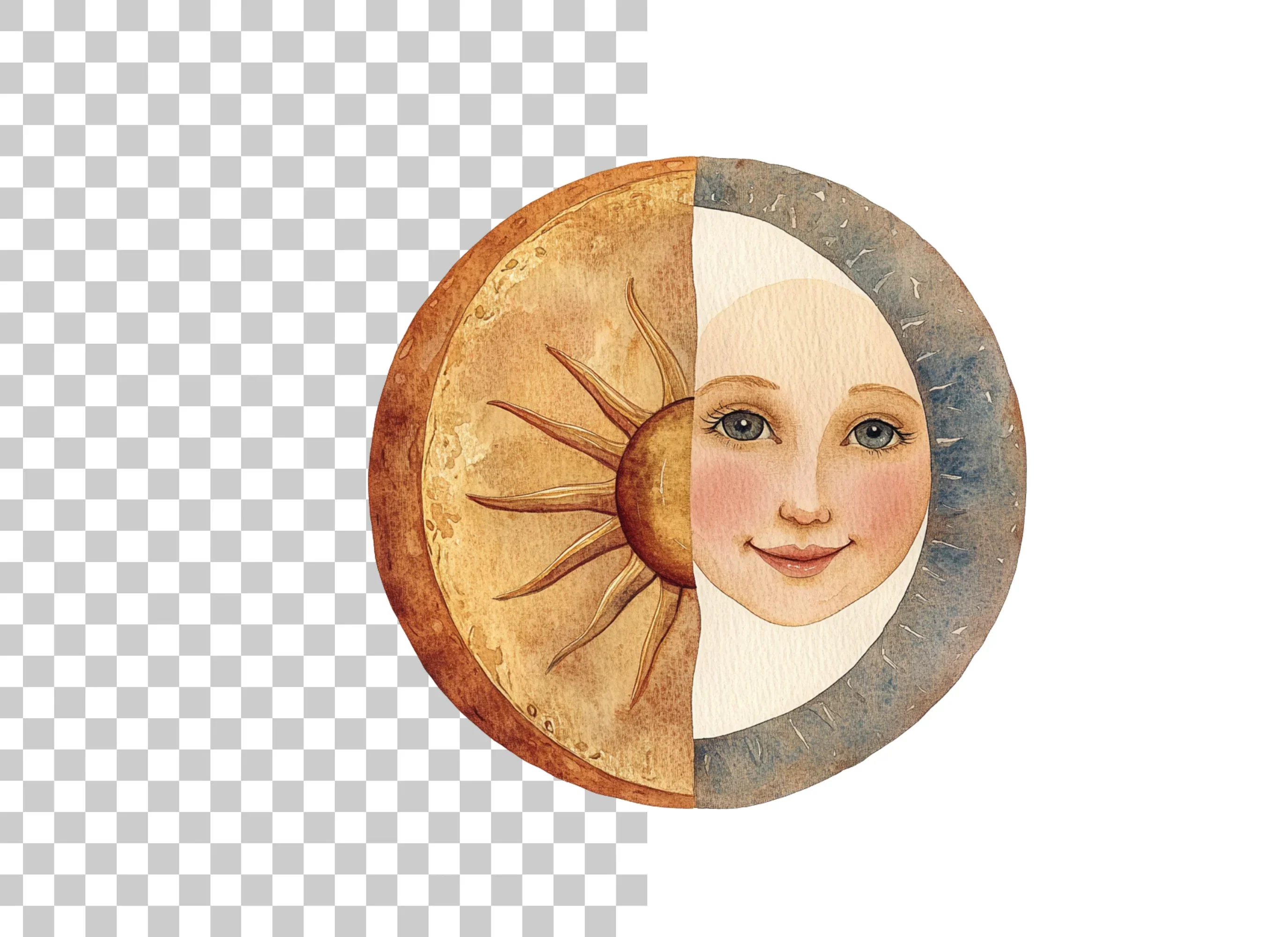 Celestial Sun Moon Face Clipart Bundle - Image 2