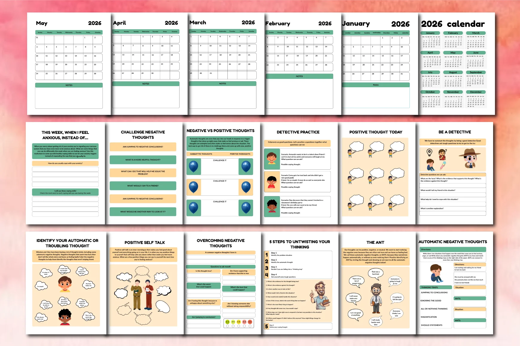 Challenging Negative Thoughts CBT Planner - Image 3