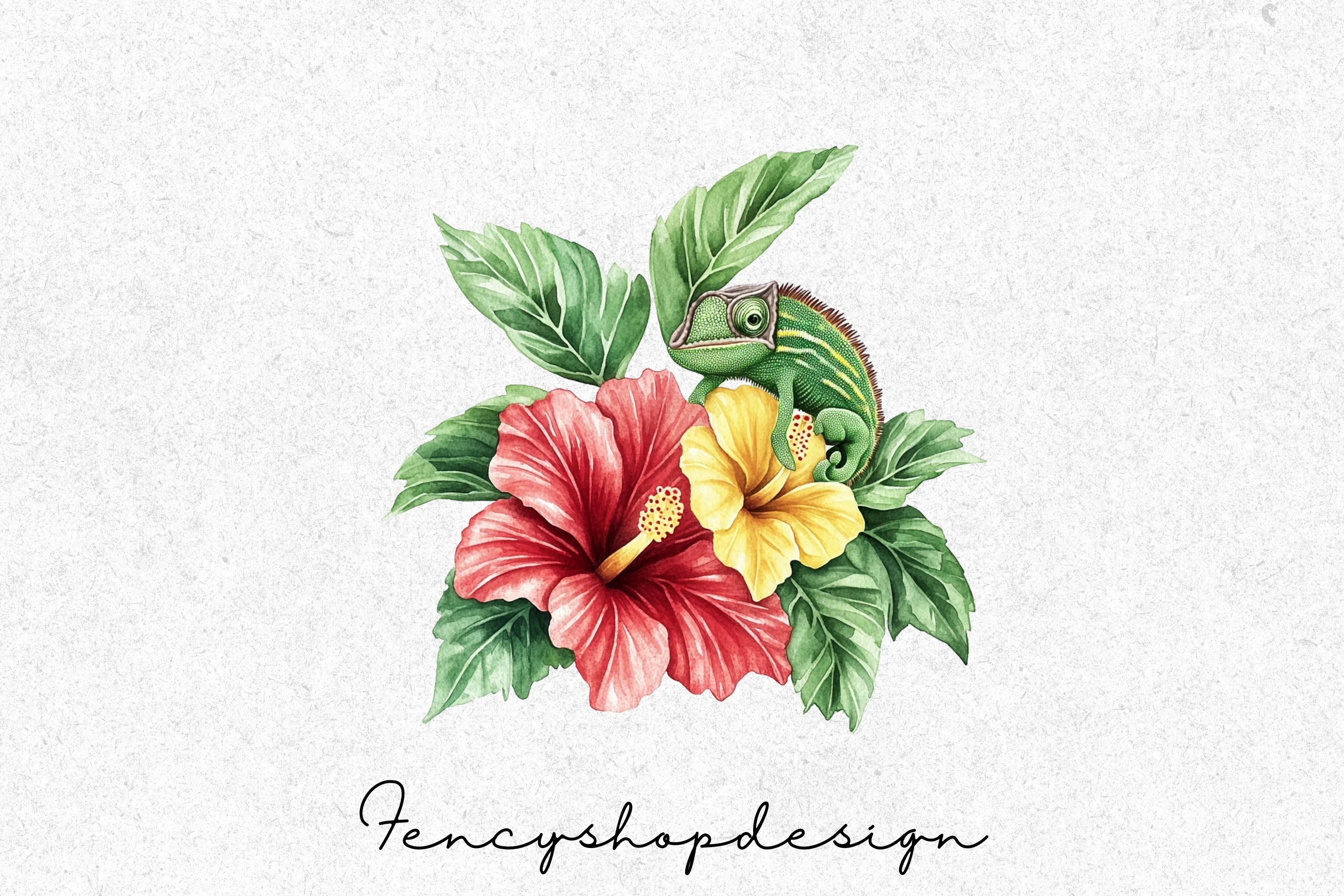 Chameleon Floral Clipart Bundle - Image 7