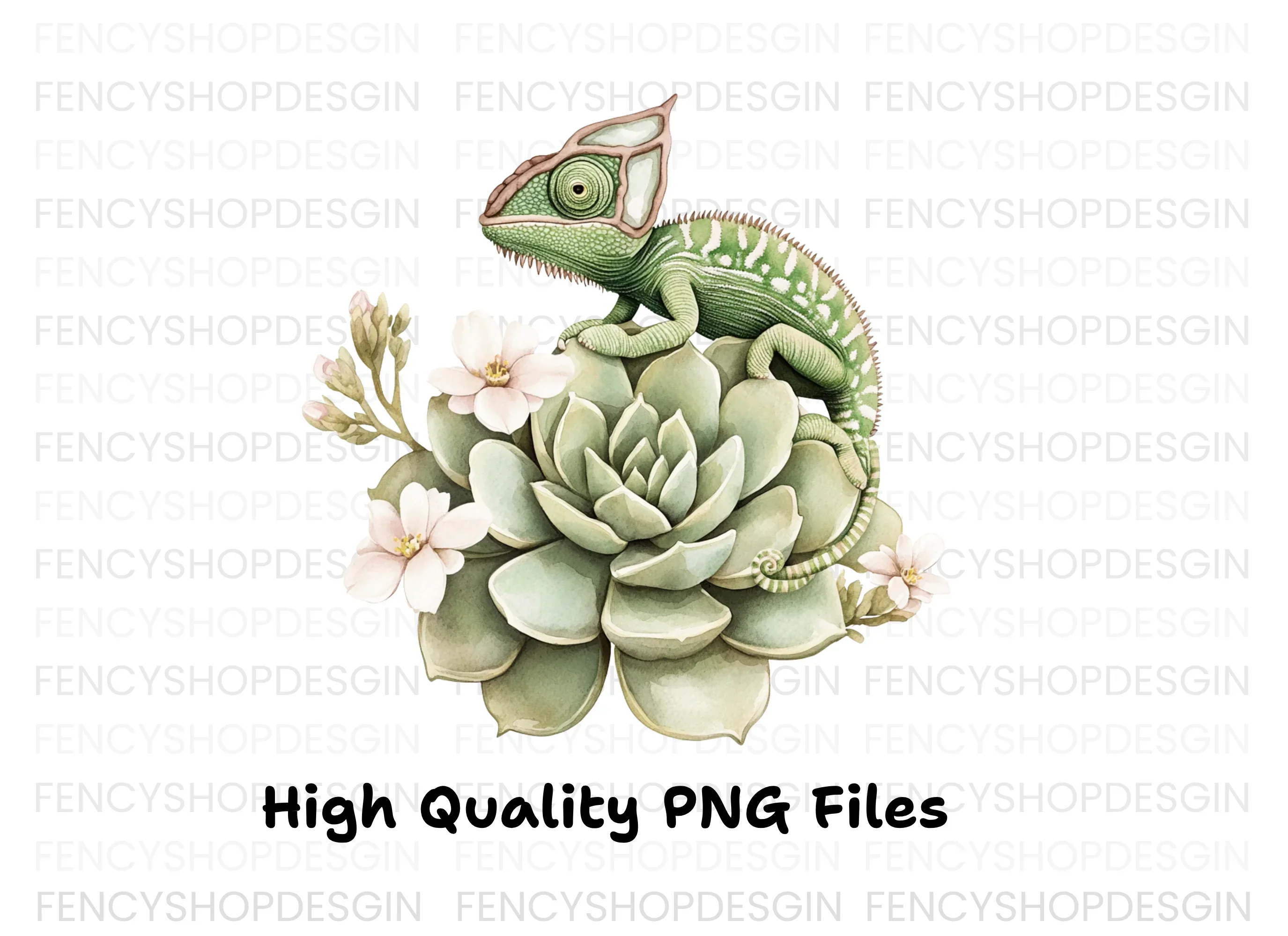 Chameleon on Succulent Clipart Bundle - Image 2