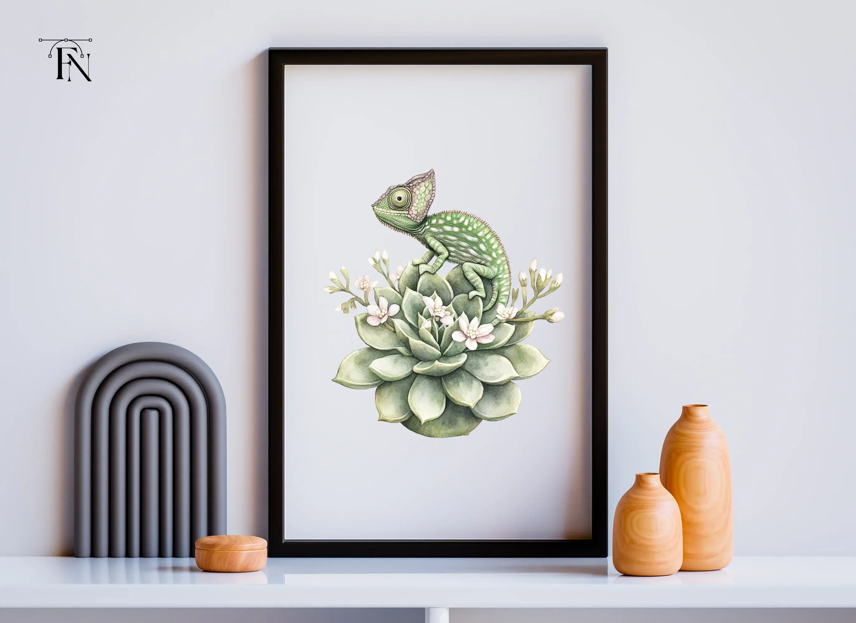 Chameleon on Succulent Clipart Bundle - Image 4