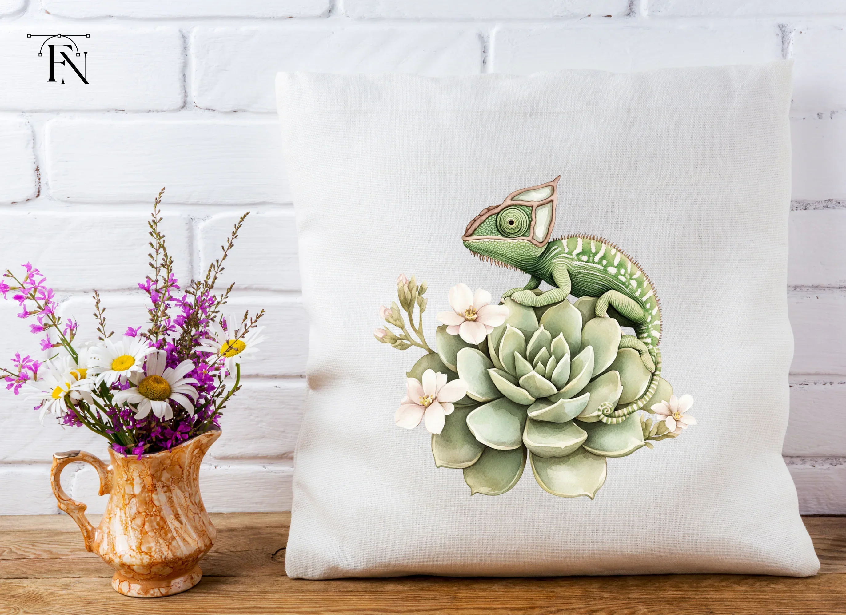 Chameleon on Succulent Clipart Bundle - Image 5