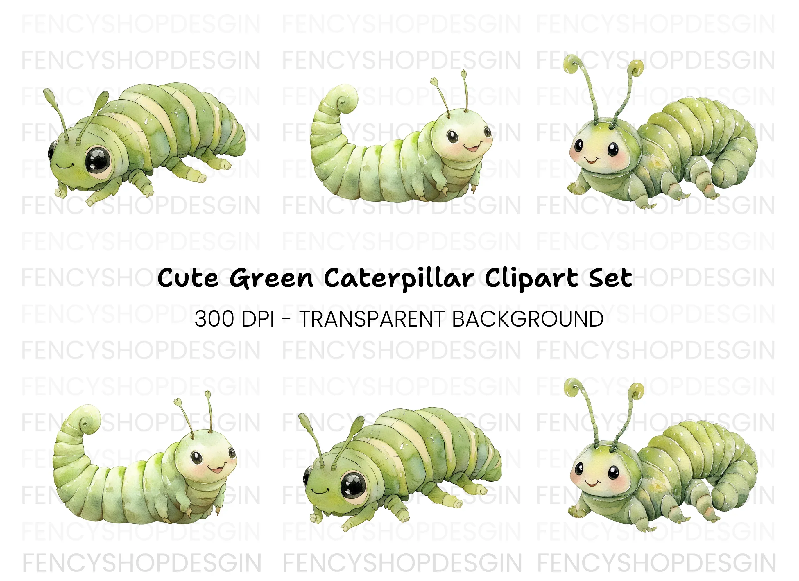 Charming Baby Caterpillar Clipart Bundle