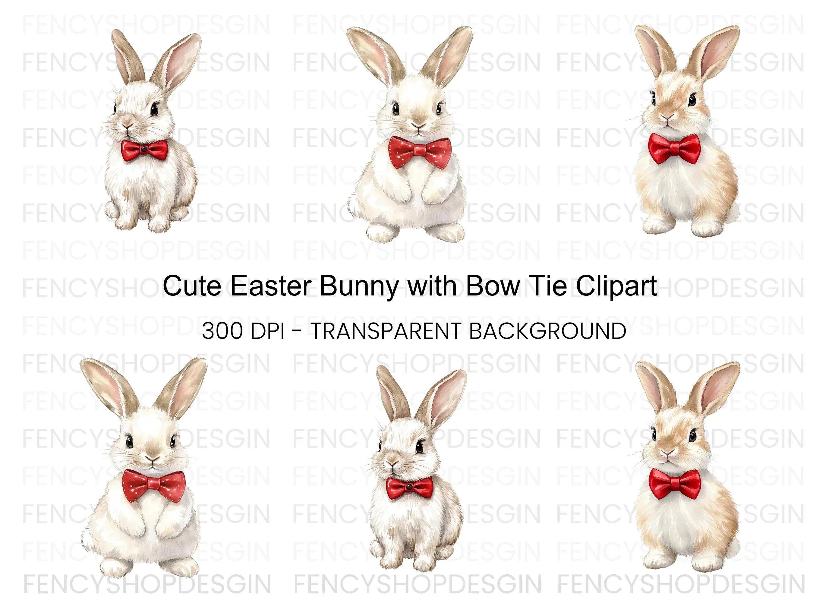 Charming Bunny with Bow Tie Clipart Bundle