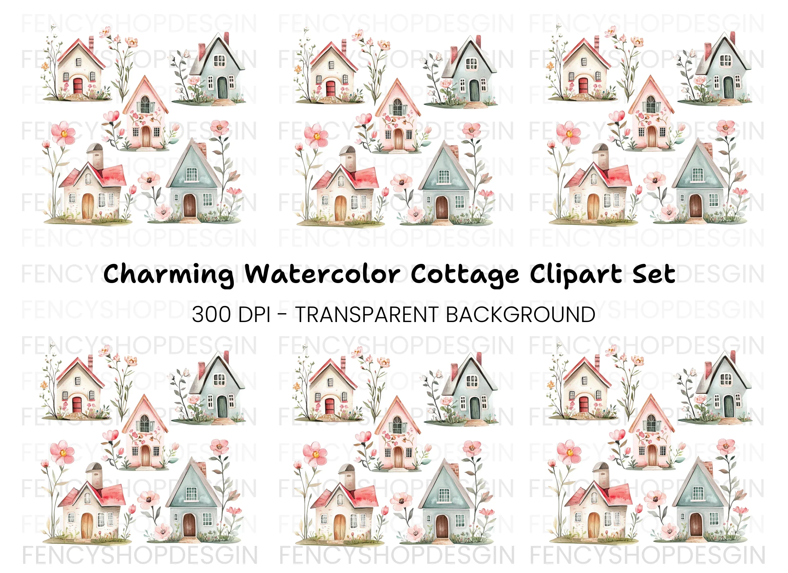 Charming Cottage Clipart Bundle