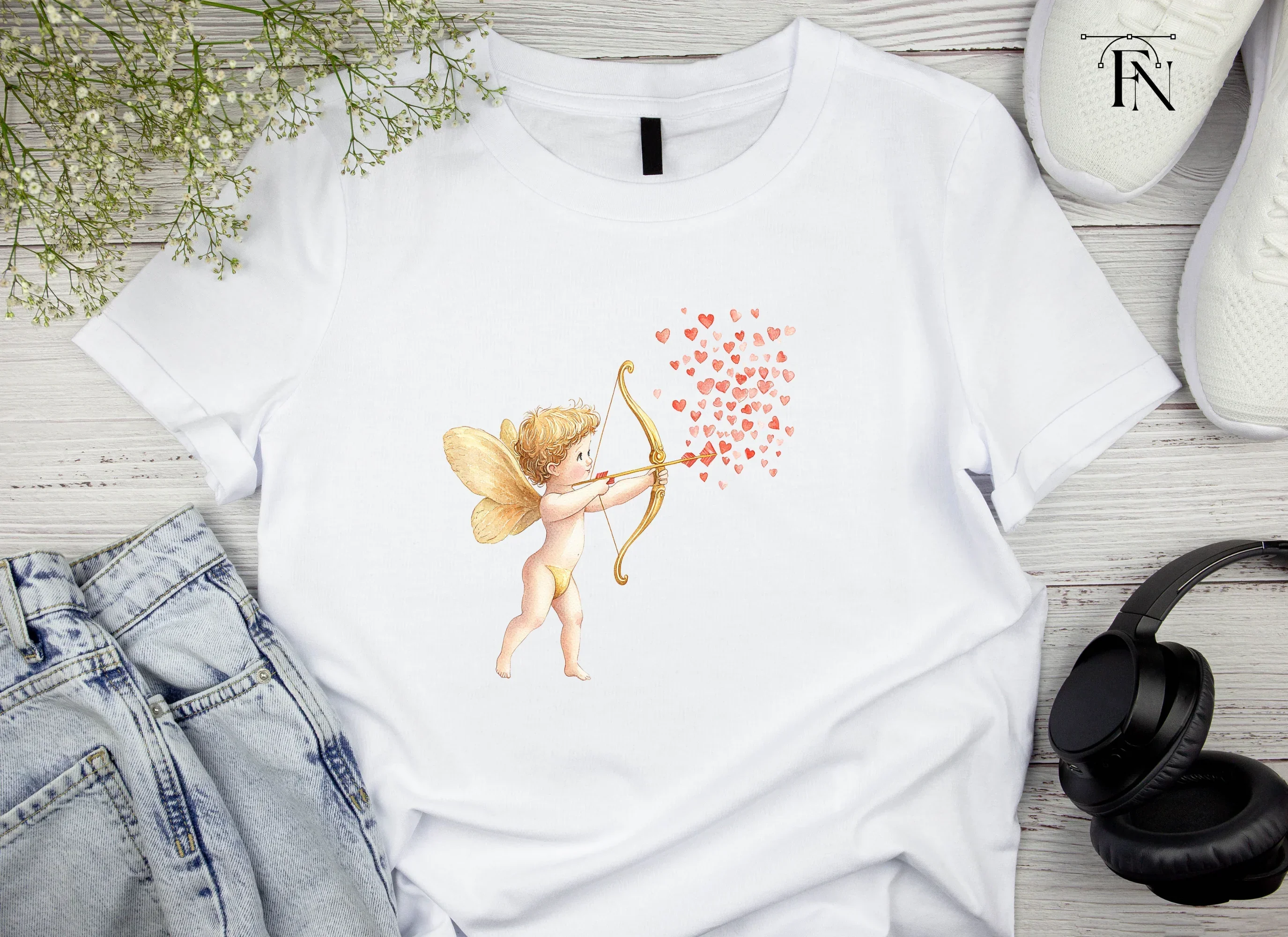 Charming Cupid Shooting Heart Arrows Clipart Bundle - Image 5