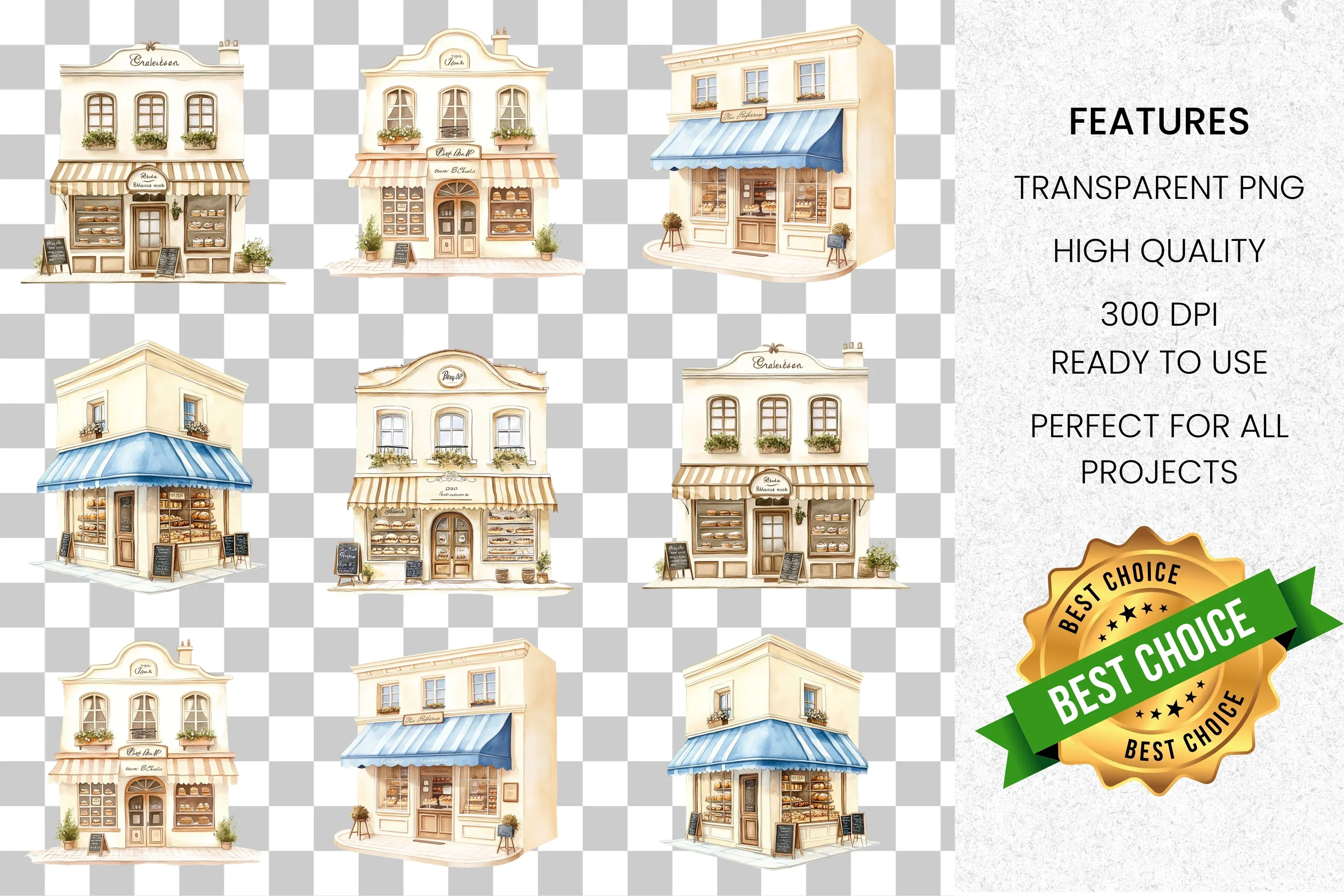 Charming European Shop Building Clipart Bundle - Image 2