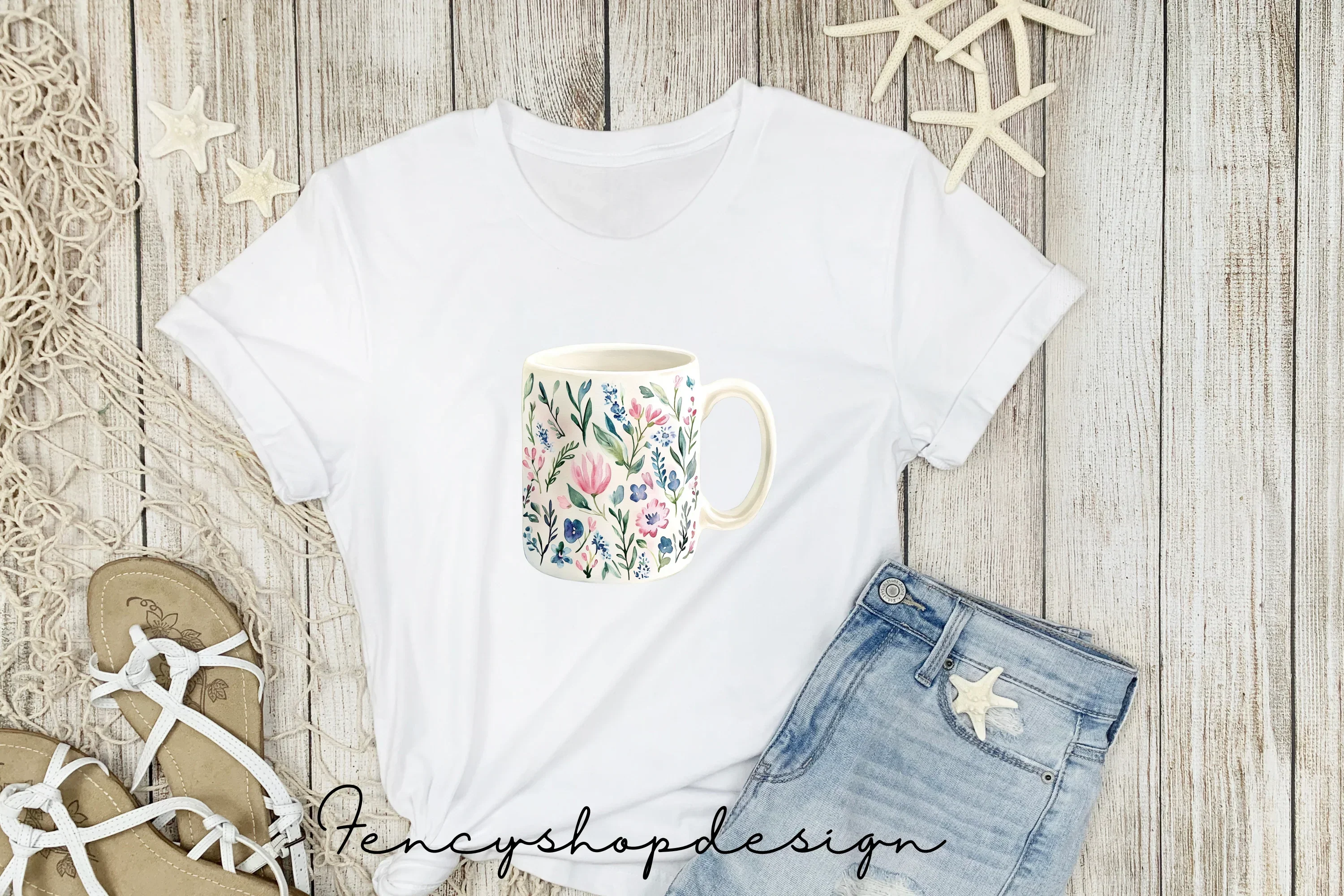 Charming Floral Mugs Clipart Bundle - Image 4