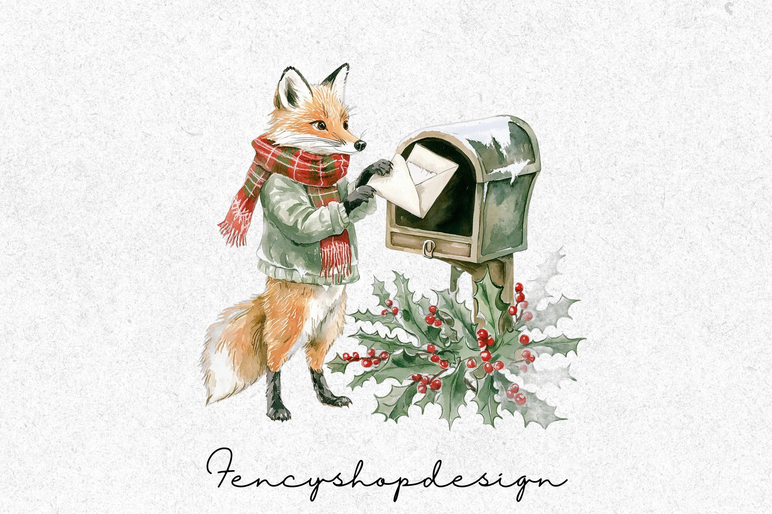 Charming Fox Mail Delivery Clipart Bundle - Image 6