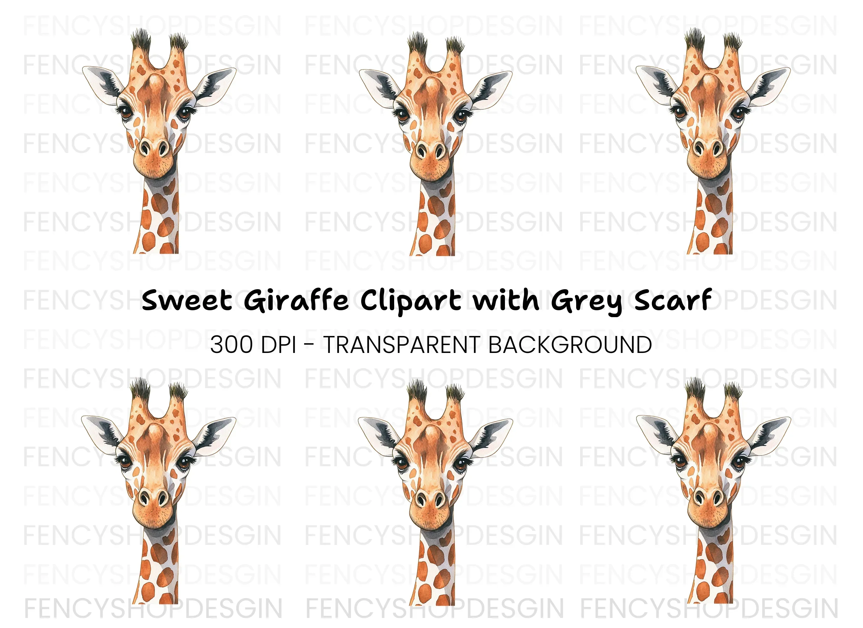 Charming Giraffe Head Clipart Bundle