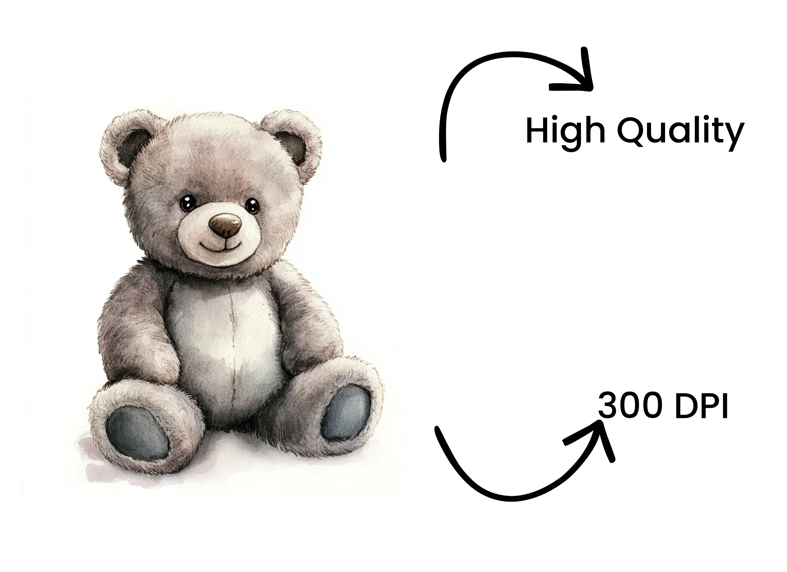 Charming Grey Teddy Bear Clipart Bundle - Image 4
