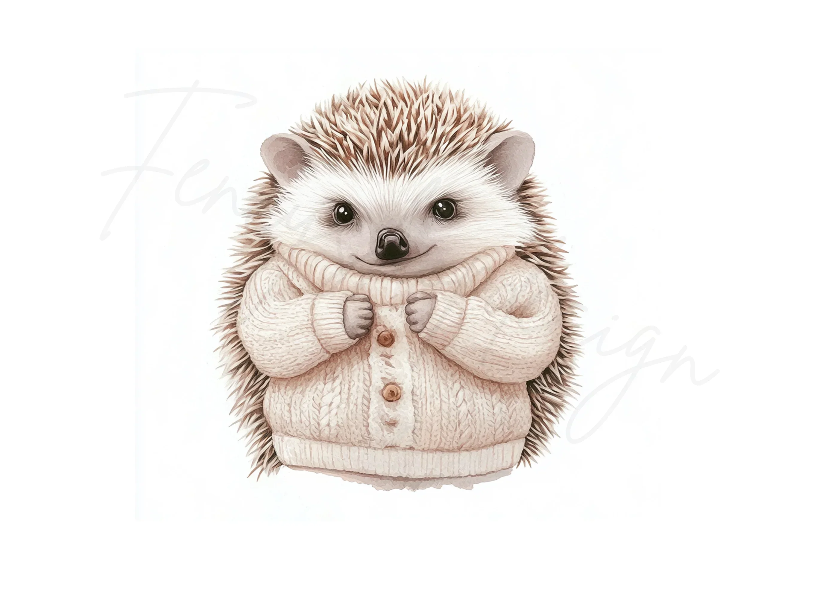 Charming Hedgehog in Sweater Clipart Bundle - Image 3