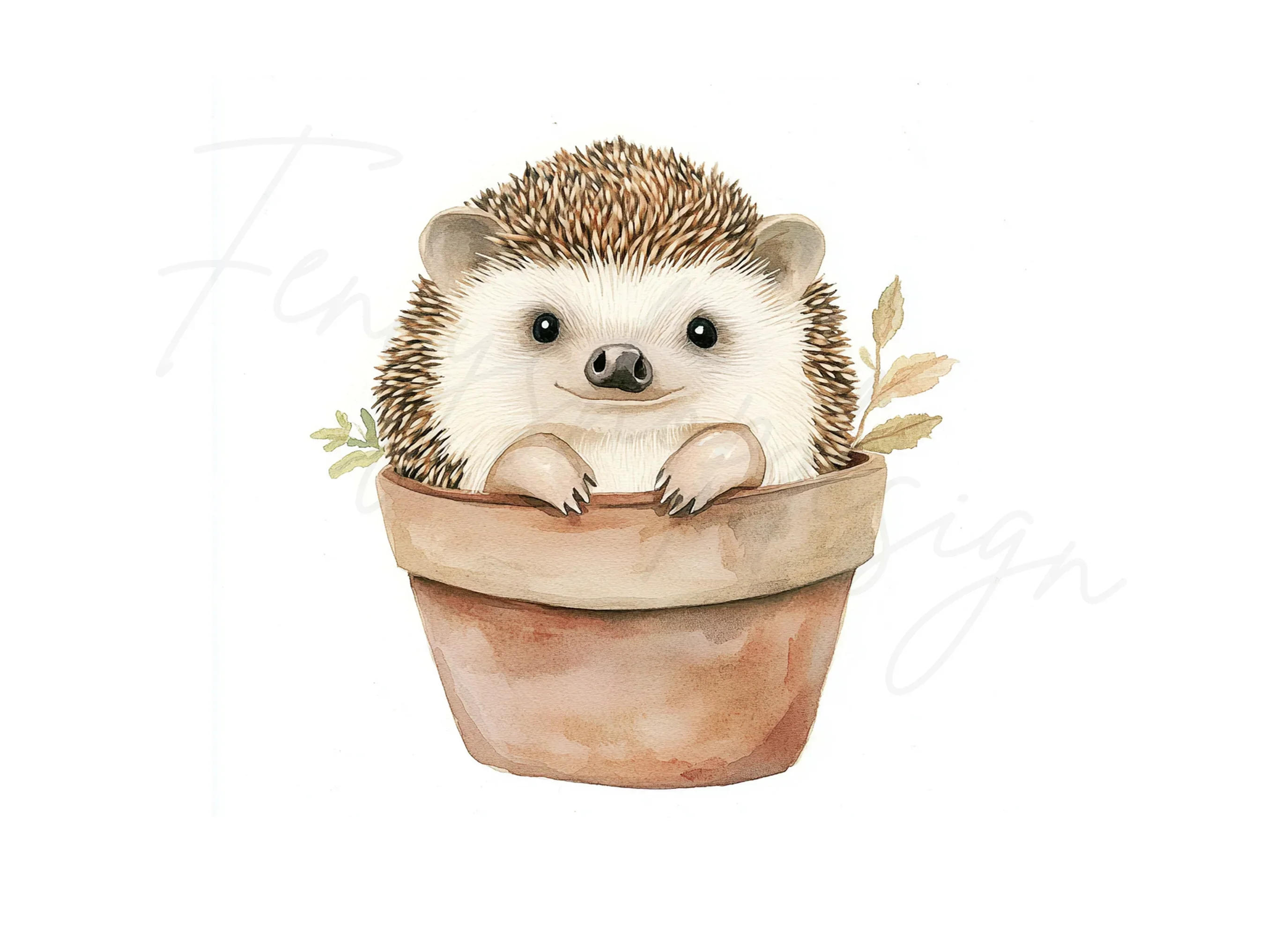 Charming Hedgehog in Terracotta Pot Clipart Bundle - Image 2