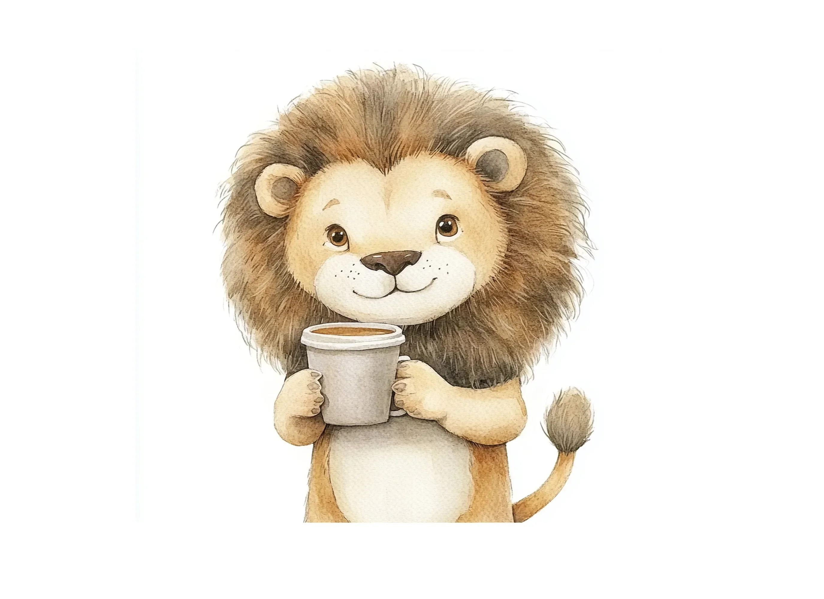 Charming Lion Coffee Cups Clipart Bundle - Image 2