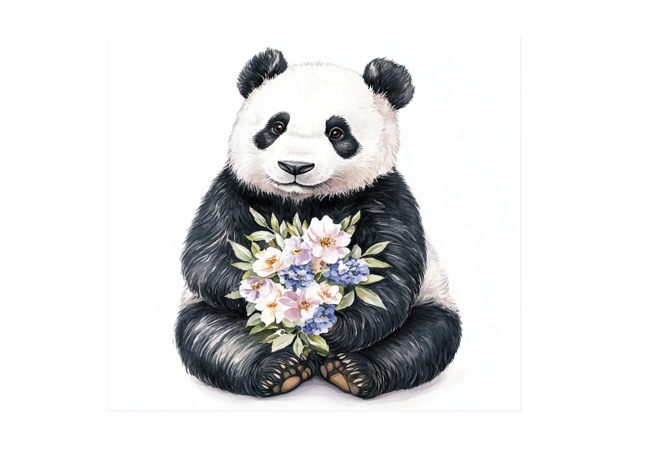 Charming Pandas with Floral Bouquets Clipart Bundle - Image 2