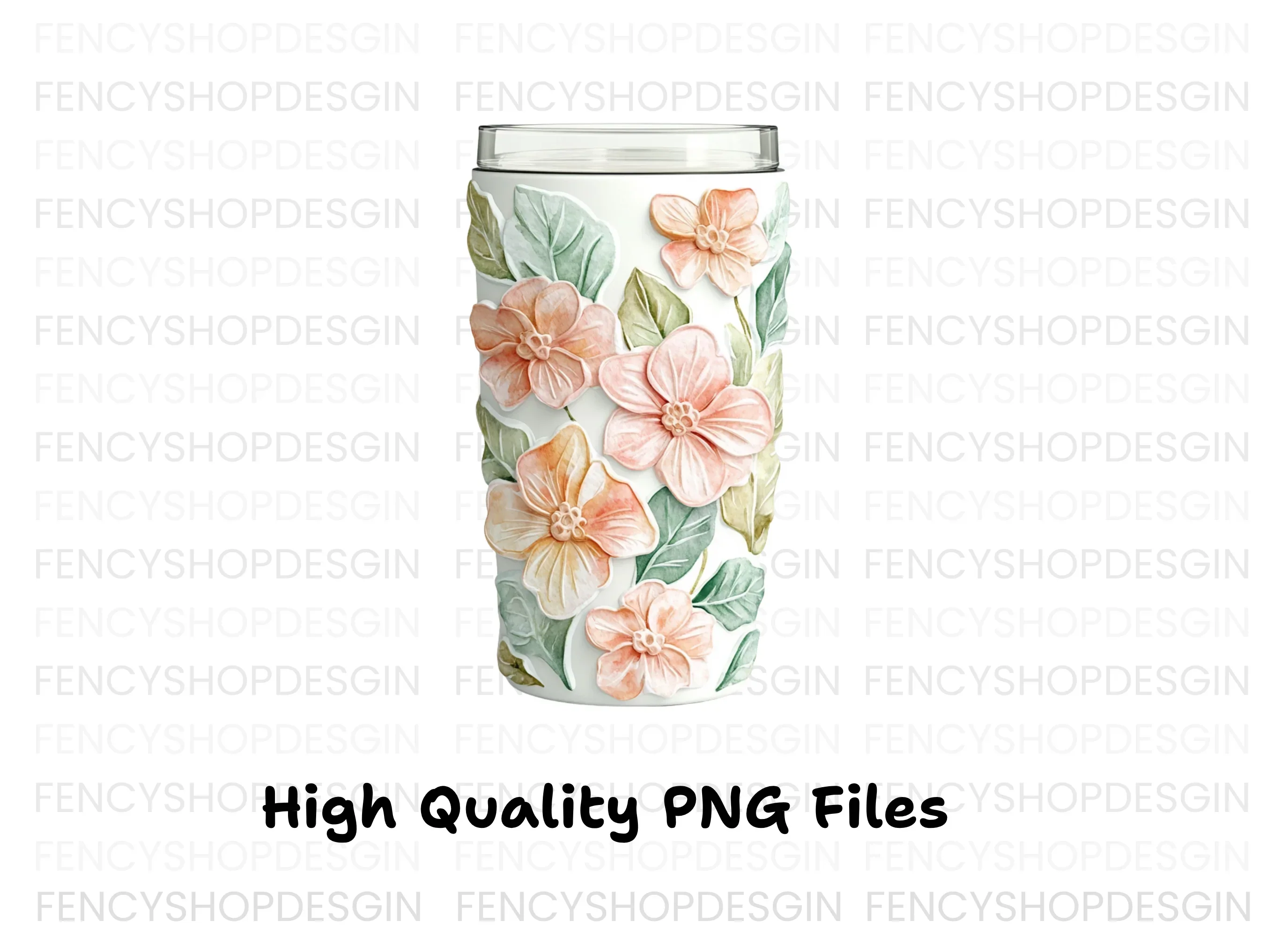 Charming Peach Floral Tumbler Clipart Bundle - Image 3