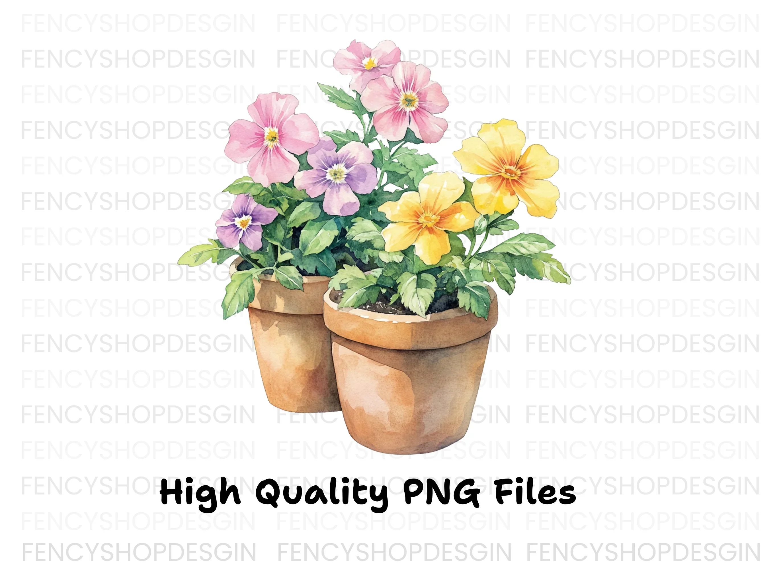 Charming Potted Pansies Clipart Bundle - Image 2