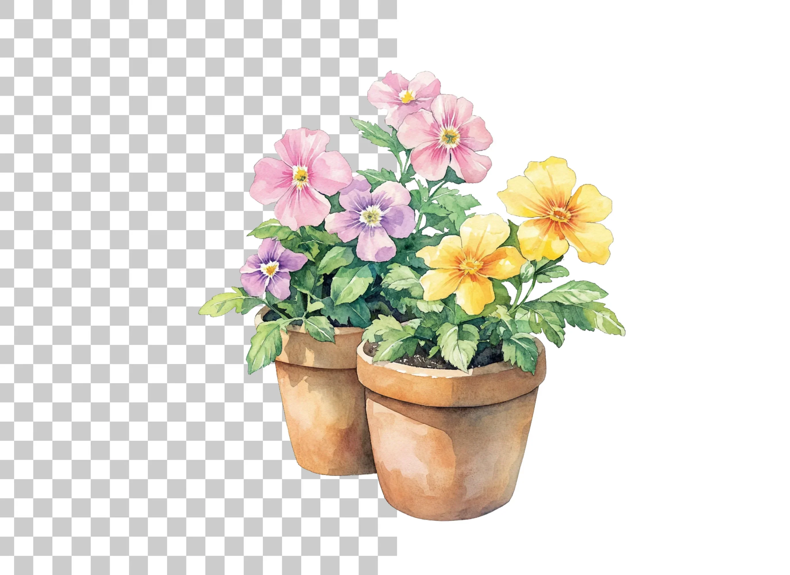 Charming Potted Pansies Clipart Bundle - Image 6