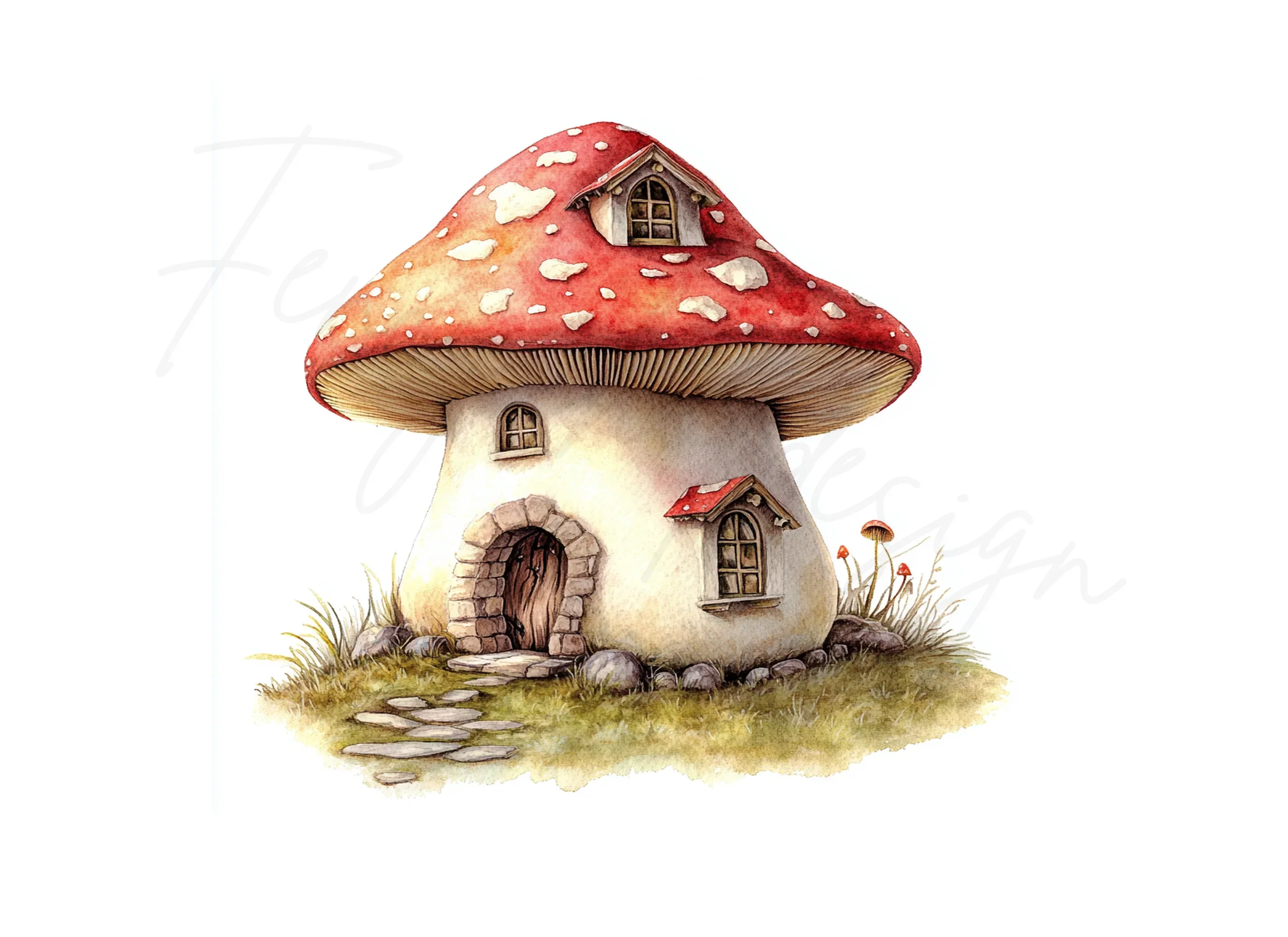 Charming Red Mushroom House Clipart Bundle - Image 2