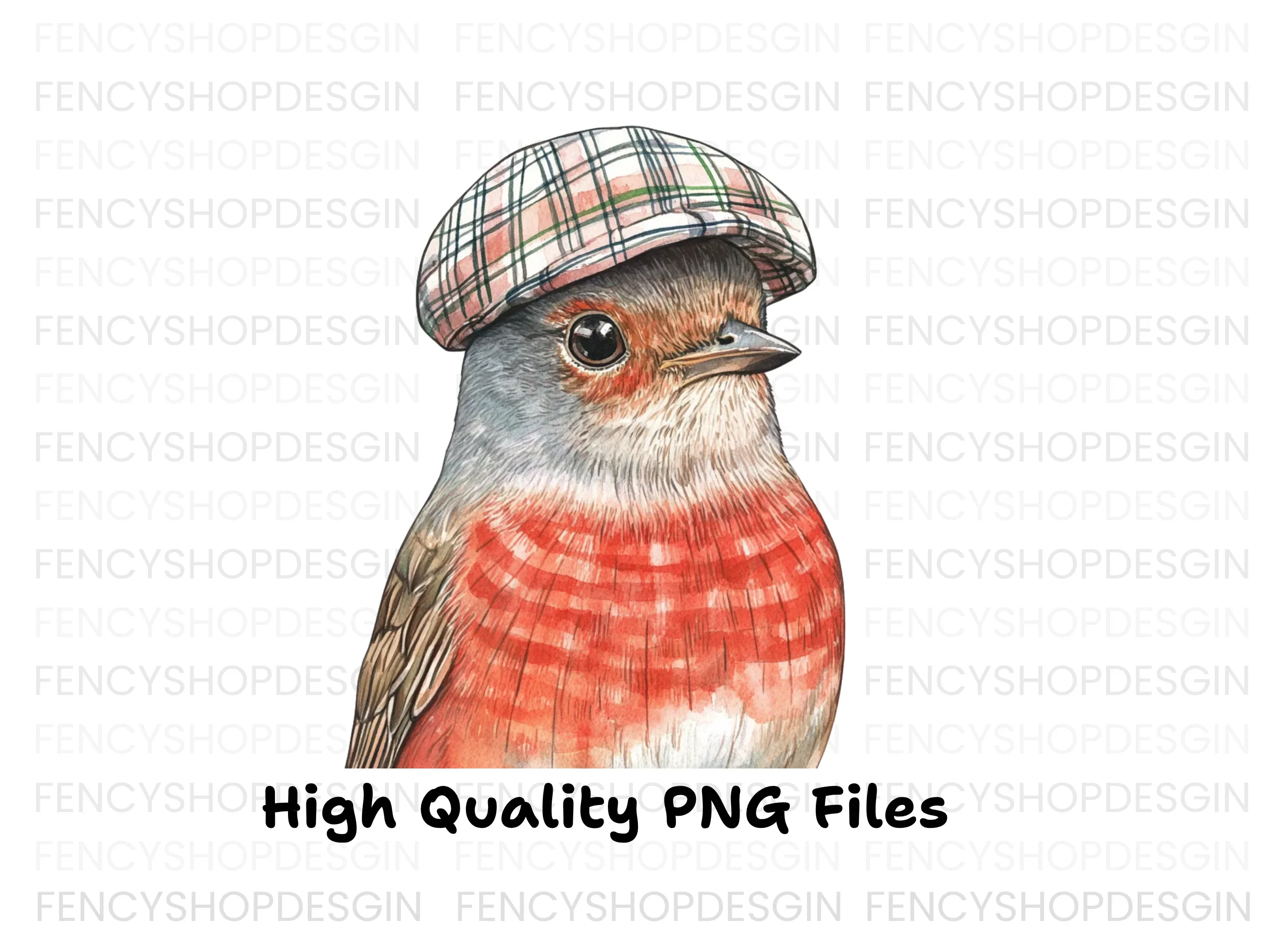 Charming Robin in Plaid Cap Clipart Bundle - Image 3