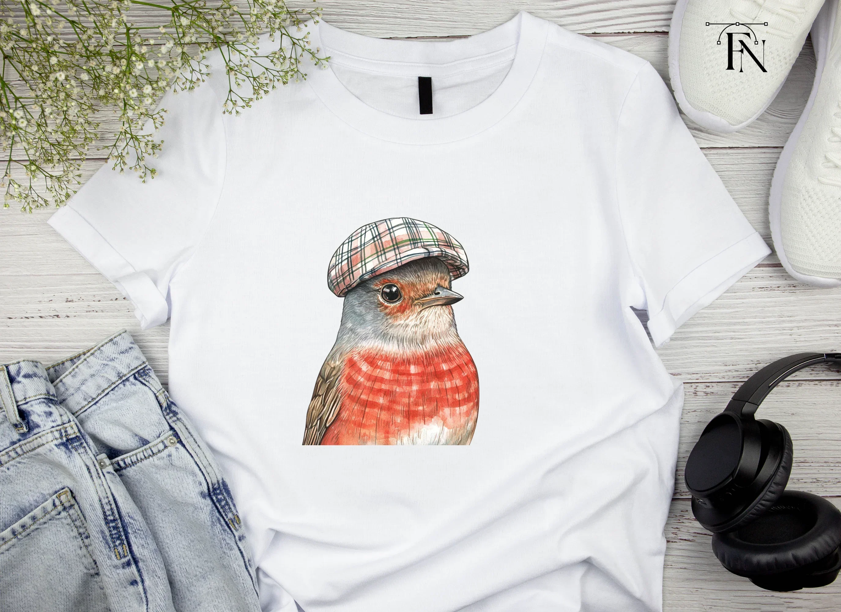 Charming Robin in Plaid Cap Clipart Bundle - Image 4