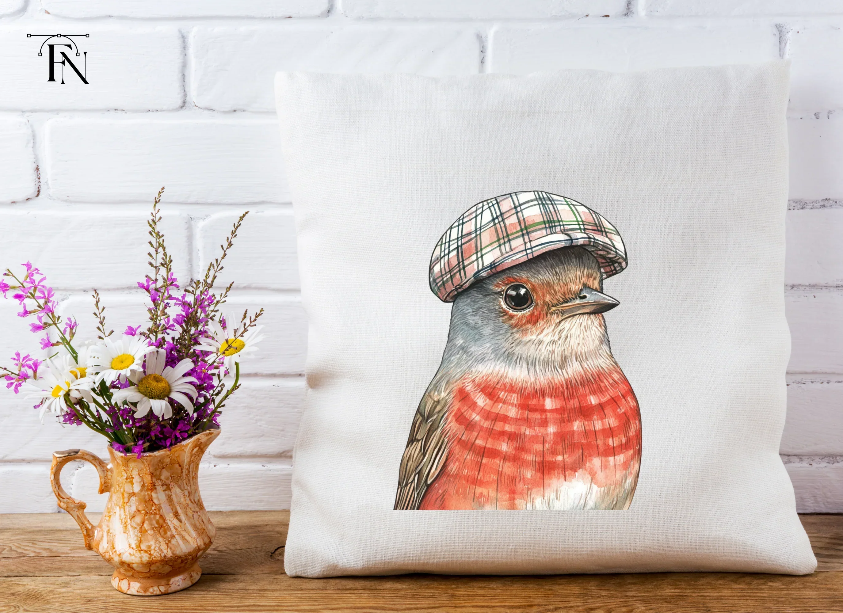 Charming Robin in Plaid Cap Clipart Bundle - Image 5