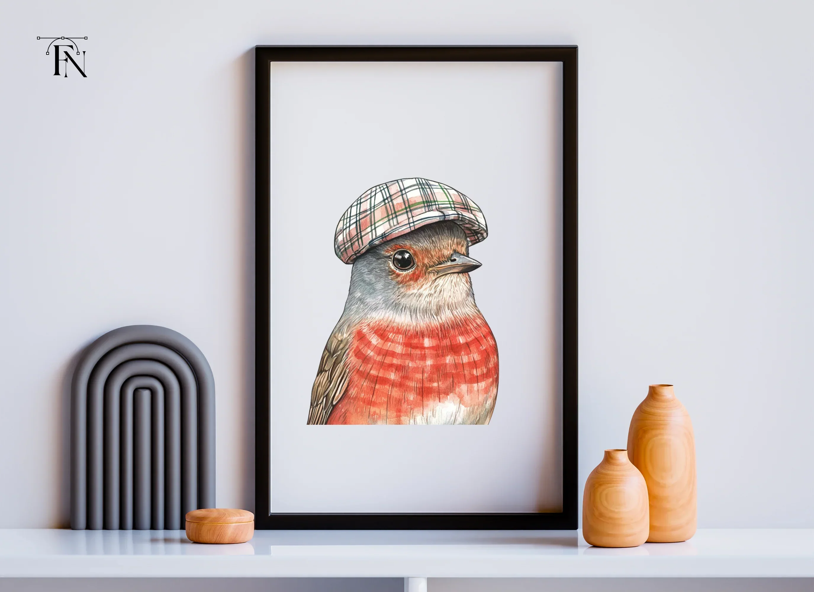 Charming Robin in Plaid Cap Clipart Bundle - Image 6