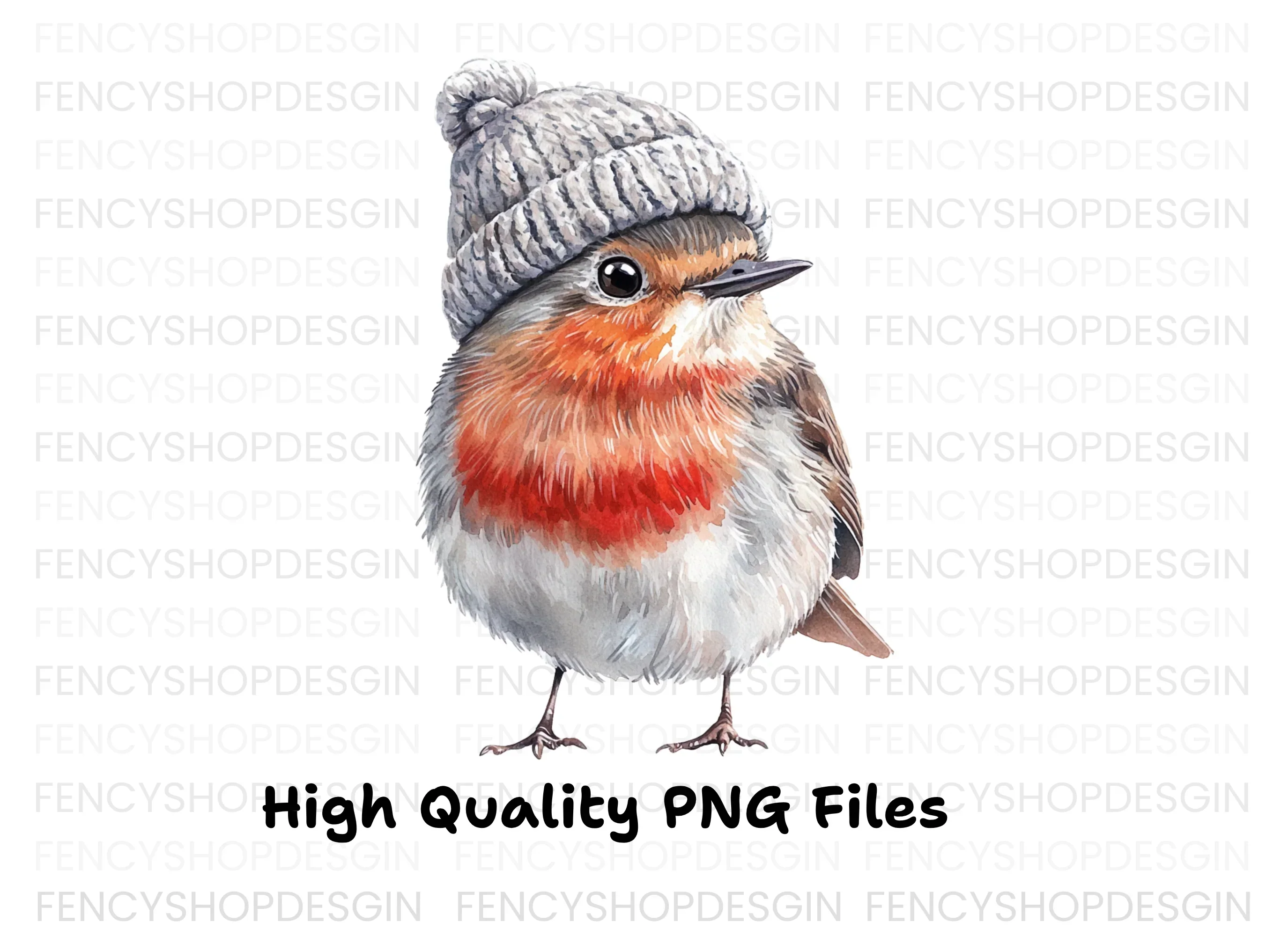 Charming Robin with Beanie Clipart Bundle - Image 2