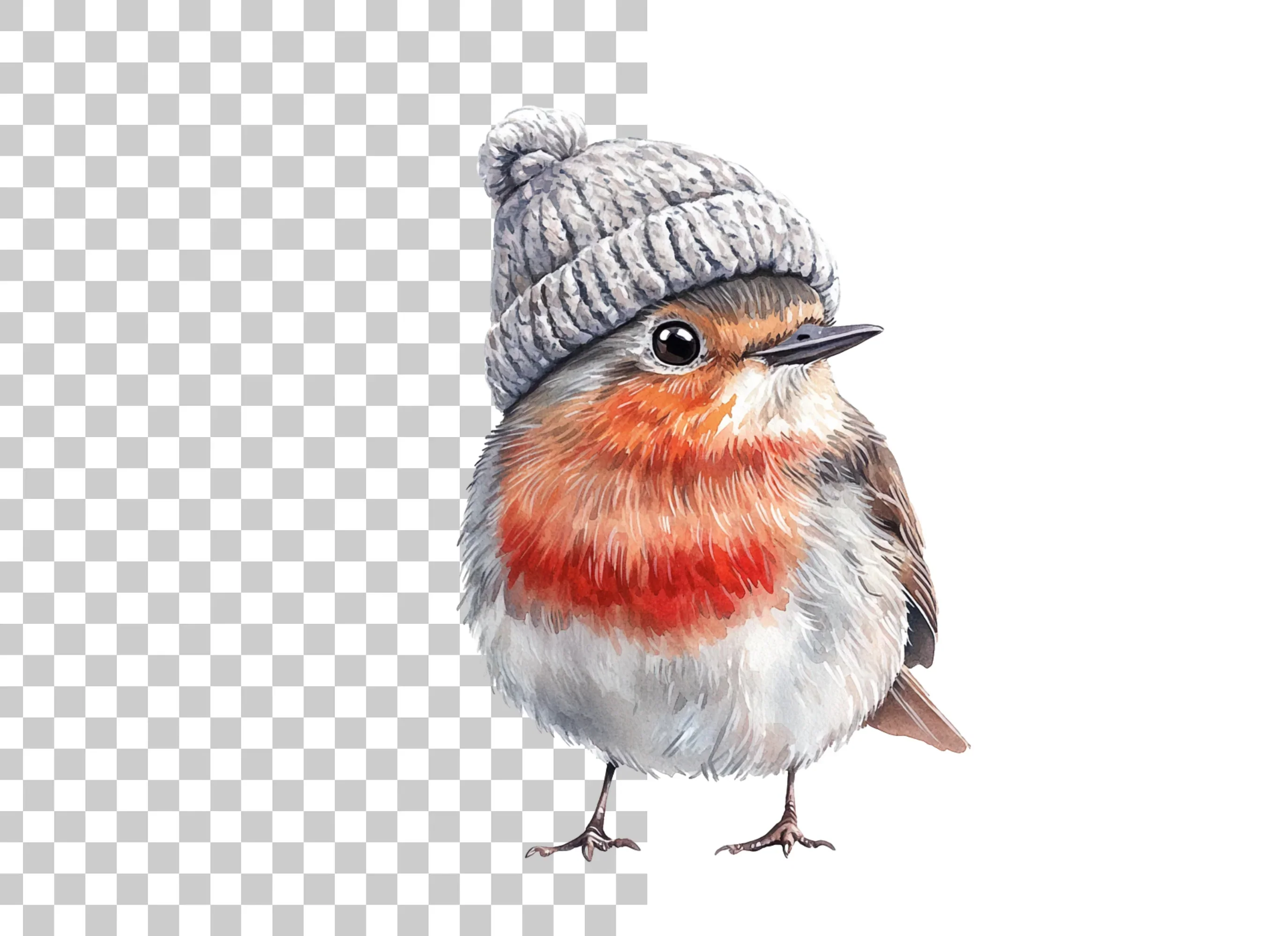 Charming Robin with Beanie Clipart Bundle - Image 6