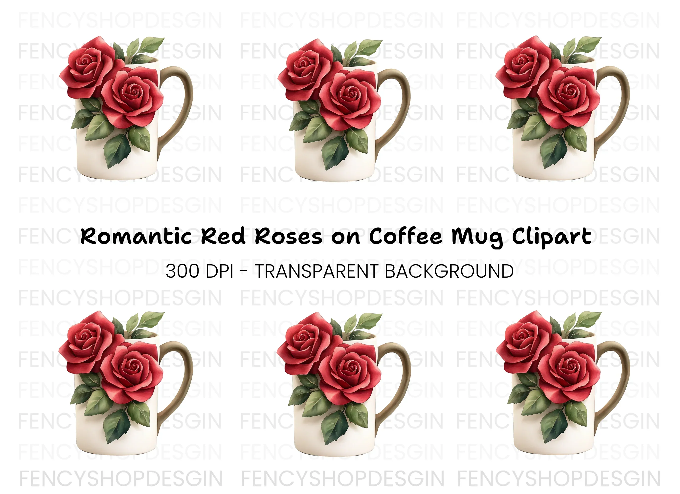Charming Rose Decorated Clipart Bundle