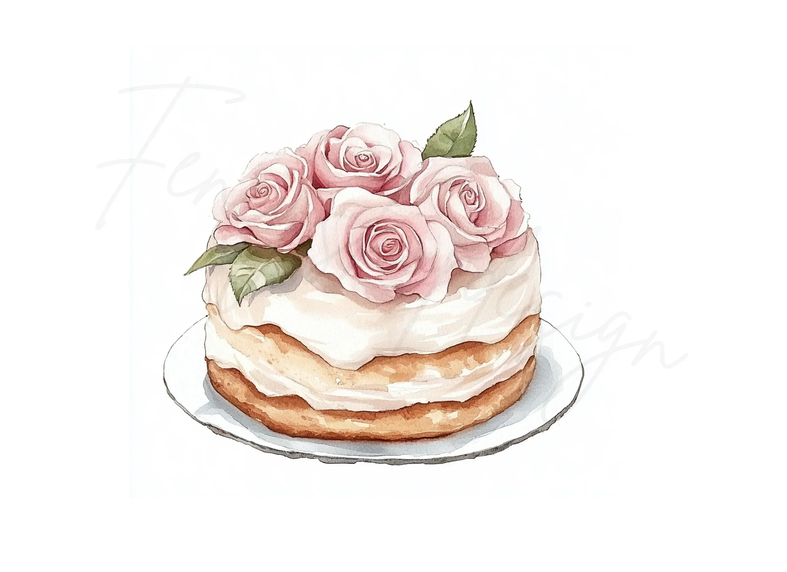 Charming Rose Topped Cakes Clipart Bundle - Image 2