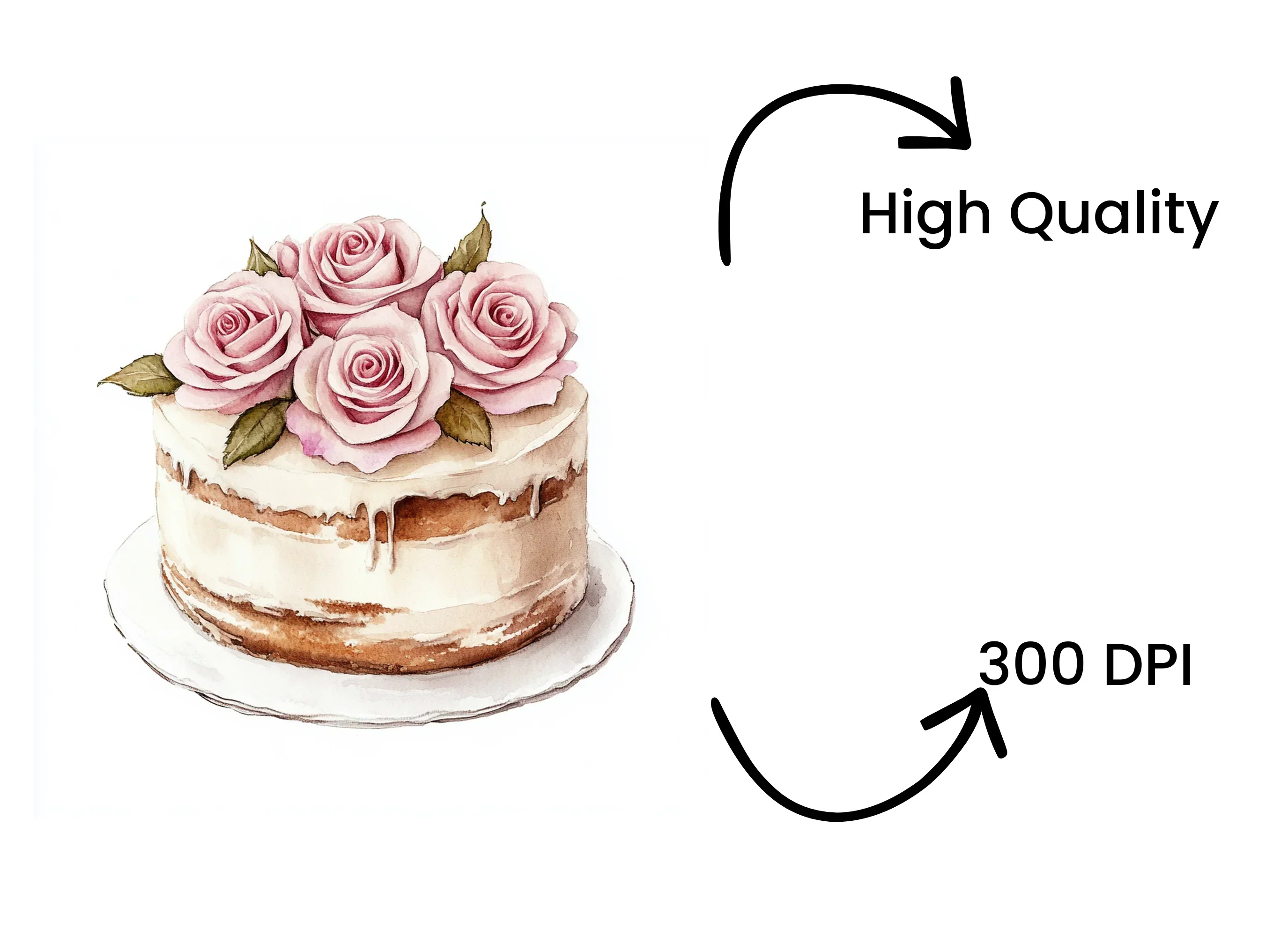Charming Rose Topped Cakes Clipart Bundle - Image 4