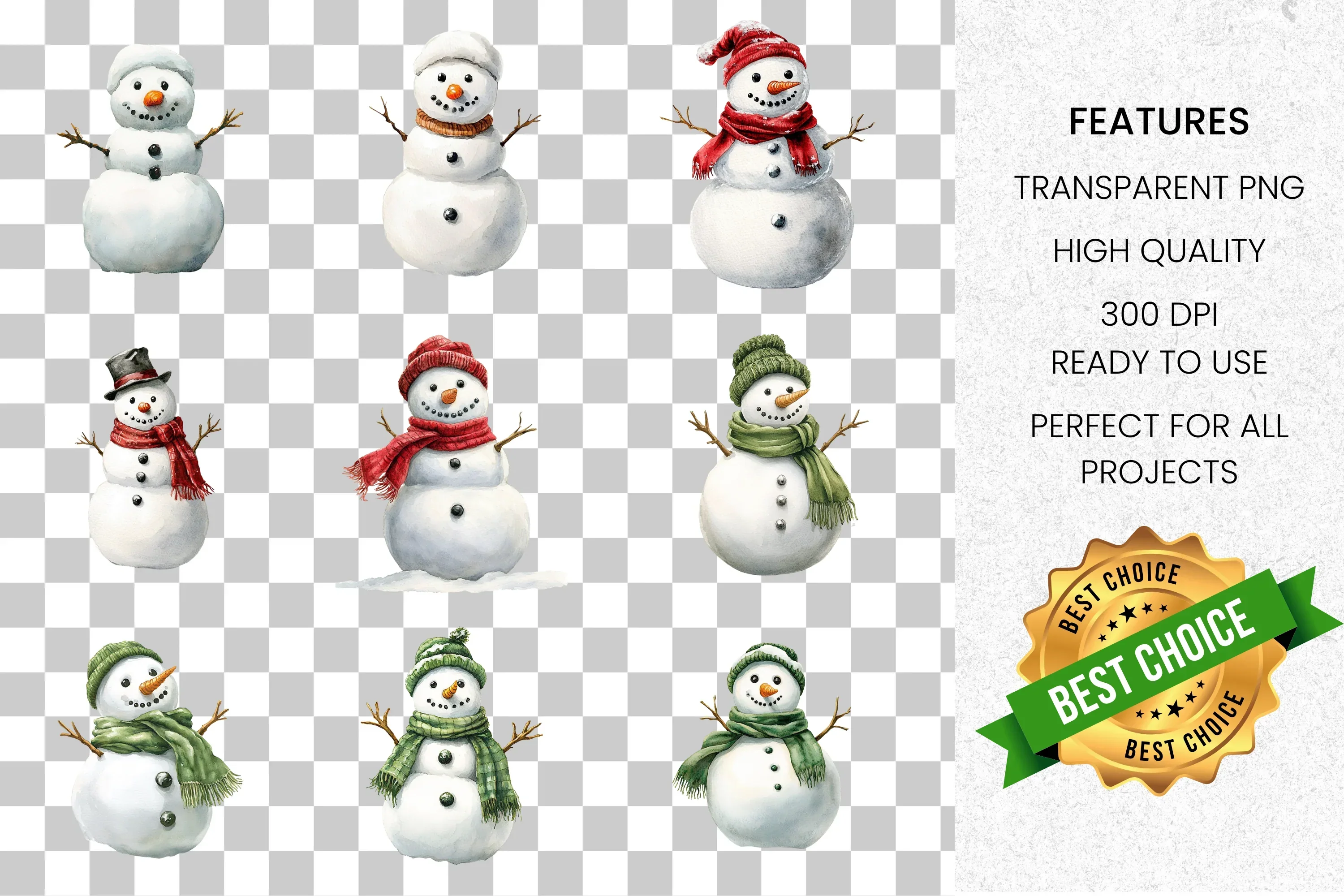 Charming Snowmen Clipart Bundle - Image 2