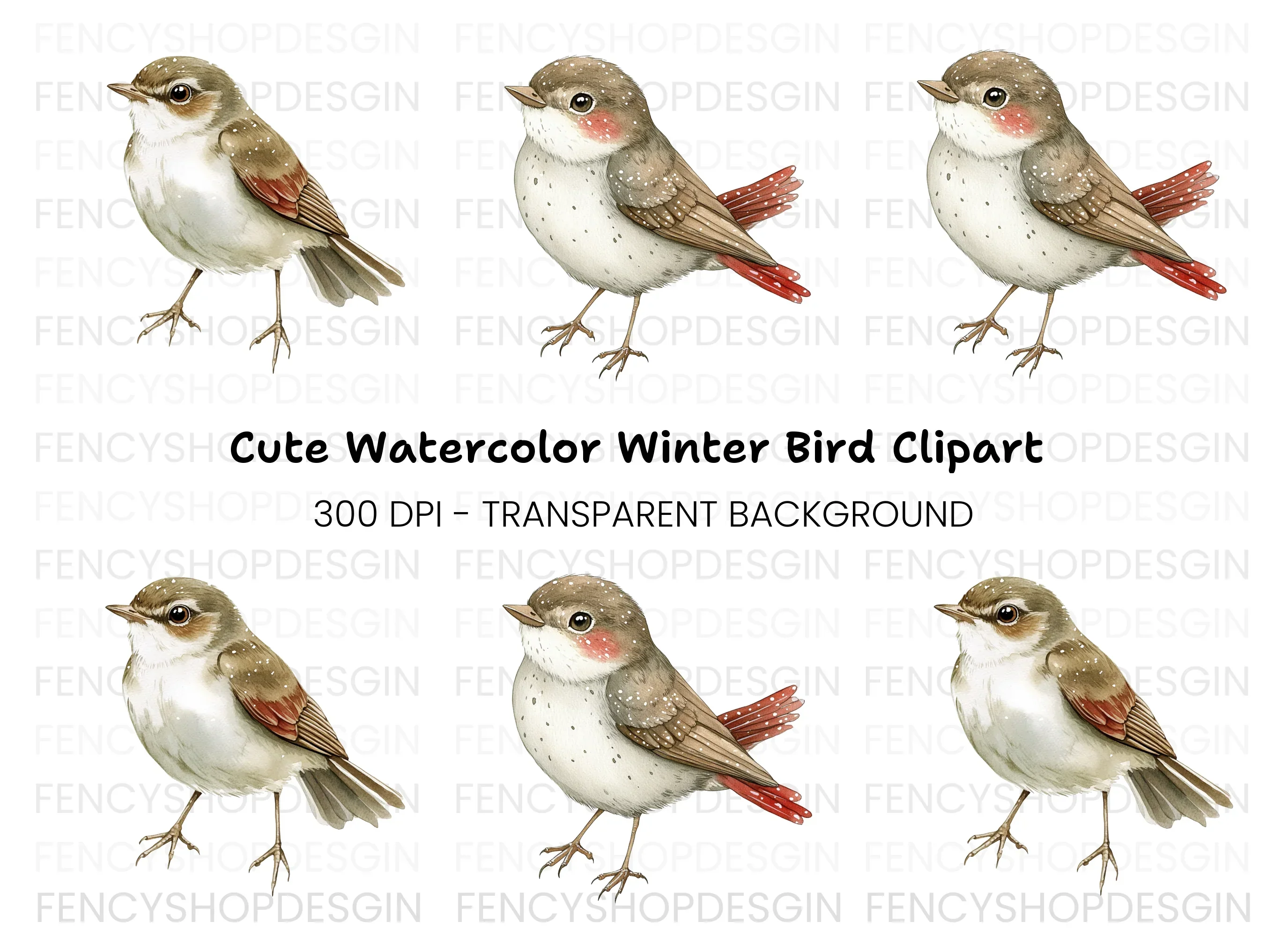 Charming Spotted Bird Clipart Bundle