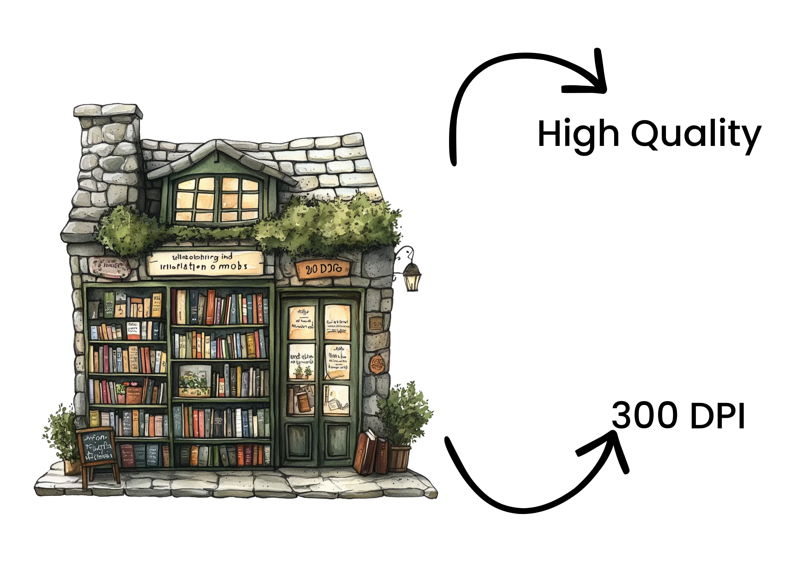 Charming Stone Bookstore Clipart Bundle - Image 4