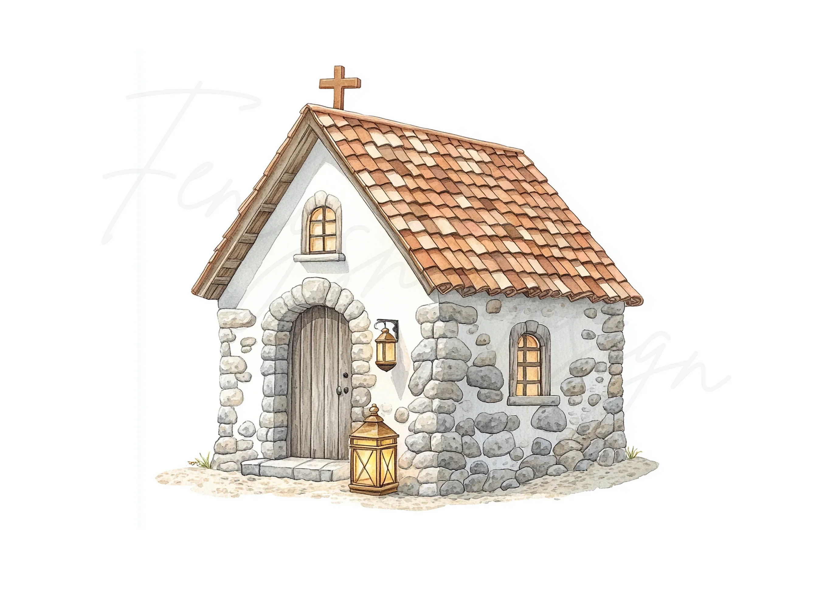 Charming Stone Cottages Clipart Bundle - Image 3