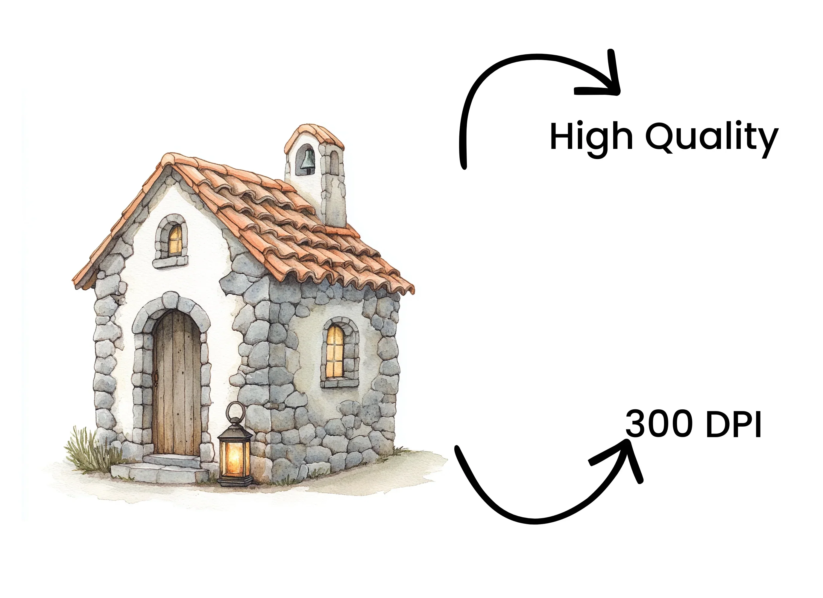 Charming Stone Cottages Clipart Bundle - Image 4